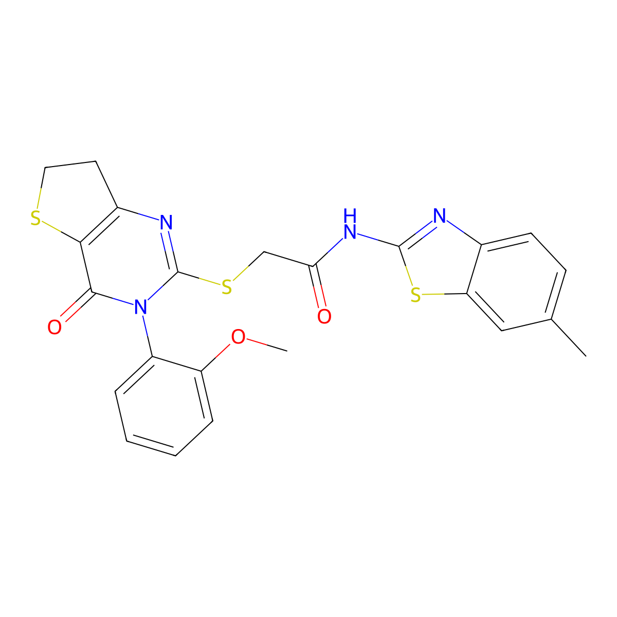 2-((3-(2-methoxyphenyl)-4-oxo-3,4,6,7-tetrahydrothieno[3,2-d]pyrimidin-2-yl)thio)-N-(6-methylbenzo[d]thiazol-2-yl)acetamide molecular structure, CAS 686772-17-8