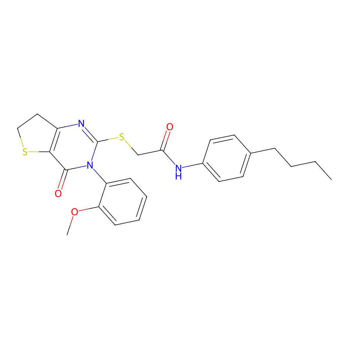 N-(4-butylphenyl)-2-[[3-(2-methoxyphenyl)-4-oxo-6,7-dihydrothieno[3,2-d]pyrimidin-2-yl]sulfanyl]acetamide molecular structure, CAS 686772-20-3