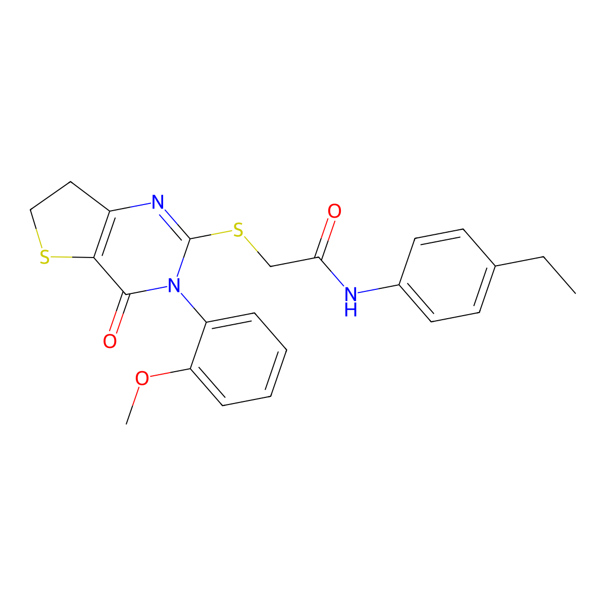 N-(4-ethylphenyl)-2-[[3-(2-methoxyphenyl)-4-oxo-6,7-dihydrothieno[3,2-d]pyrimidin-2-yl]sulfanyl]acetamide molecular structure, CAS 686772-22-5