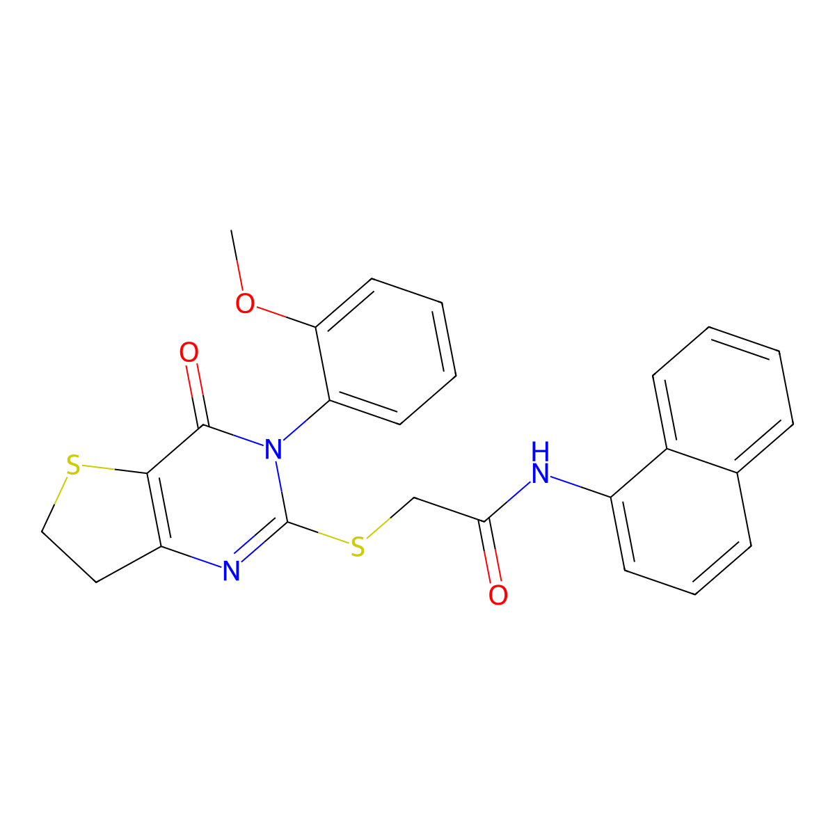 2-[[3-(2-methoxyphenyl)-4-oxo-6,7-dihydrothieno[3,2-d]pyrimidin-2-yl]sulfanyl]-N-naphthalen-1-ylacetamide molecular structure, CAS 686772-23-6