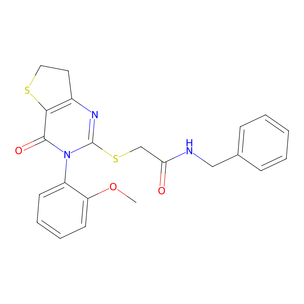 N-benzyl-2-[[3-(2-methoxyphenyl)-4-oxo-6,7-dihydrothieno[3,2-d]pyrimidin-2-yl]sulfanyl]acetamide molecular structure, CAS 686772-24-7