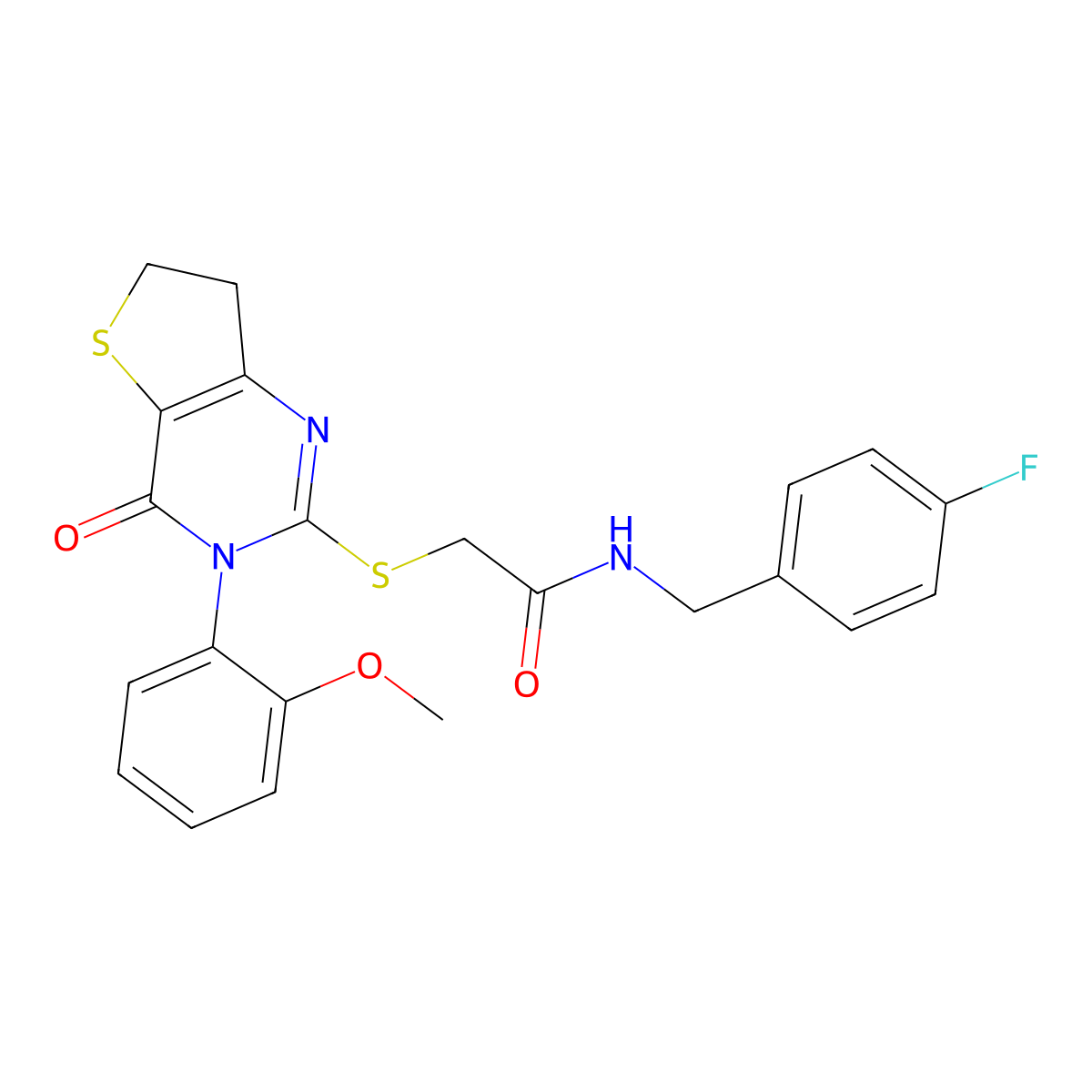 N-[(4-fluorophenyl)methyl]-2-[[3-(2-methoxyphenyl)-4-oxo-6,7-dihydrothieno[3,2-d]pyrimidin-2-yl]sulfanyl]acetamide molecular structure, CAS 686772-25-8