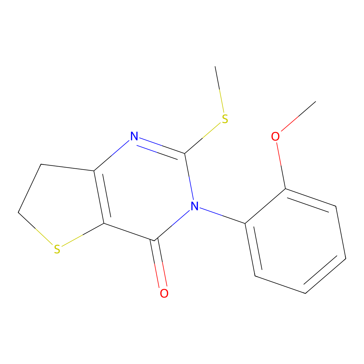3-(2-Methoxyphenyl)-2-methylsulfanyl-6,7-dihydrothieno[3,2-d]pyrimidin-4-one molecular structure, CAS 686772-28-1