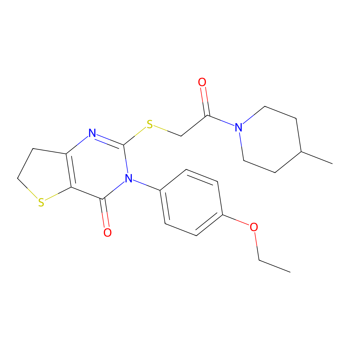 3-(4-ethoxyphenyl)-2-((2-(4-methylpiperidin-1-yl)-2-oxoethyl)thio)-6,7-dihydrothieno[3,2-d]pyrimidin-4(3H)-one molecular structure, CAS 686772-30-5