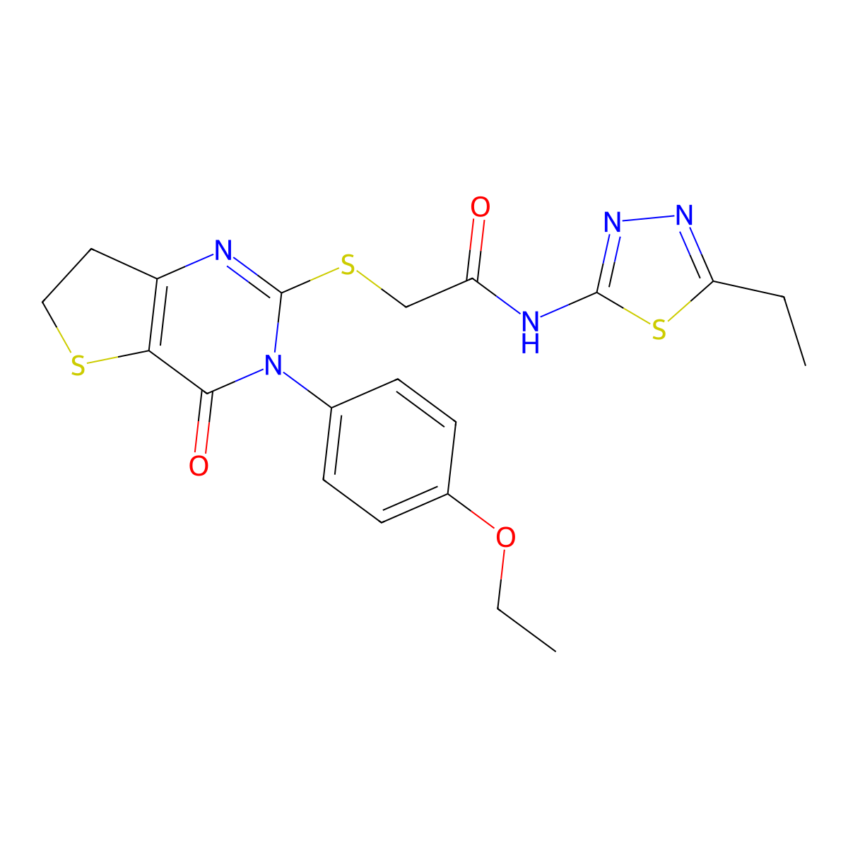 2-((3-(4-ethoxyphenyl)-4-oxo-3,4,6,7-tetrahydrothieno[3,2-d]pyrimidin-2-yl)thio)-N-(5-ethyl-1,3,4-thiadiazol-2-yl)acetamide molecular structure, CAS 686772-33-8