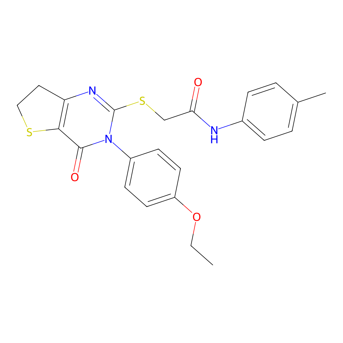 2-((3-(4-ethoxyphenyl)-4-oxo-3,4,6,7-tetrahydrothieno[3,2-d]pyrimidin-2-yl)thio)-N-(p-tolyl)acetamide molecular structure, CAS 686772-36-1
