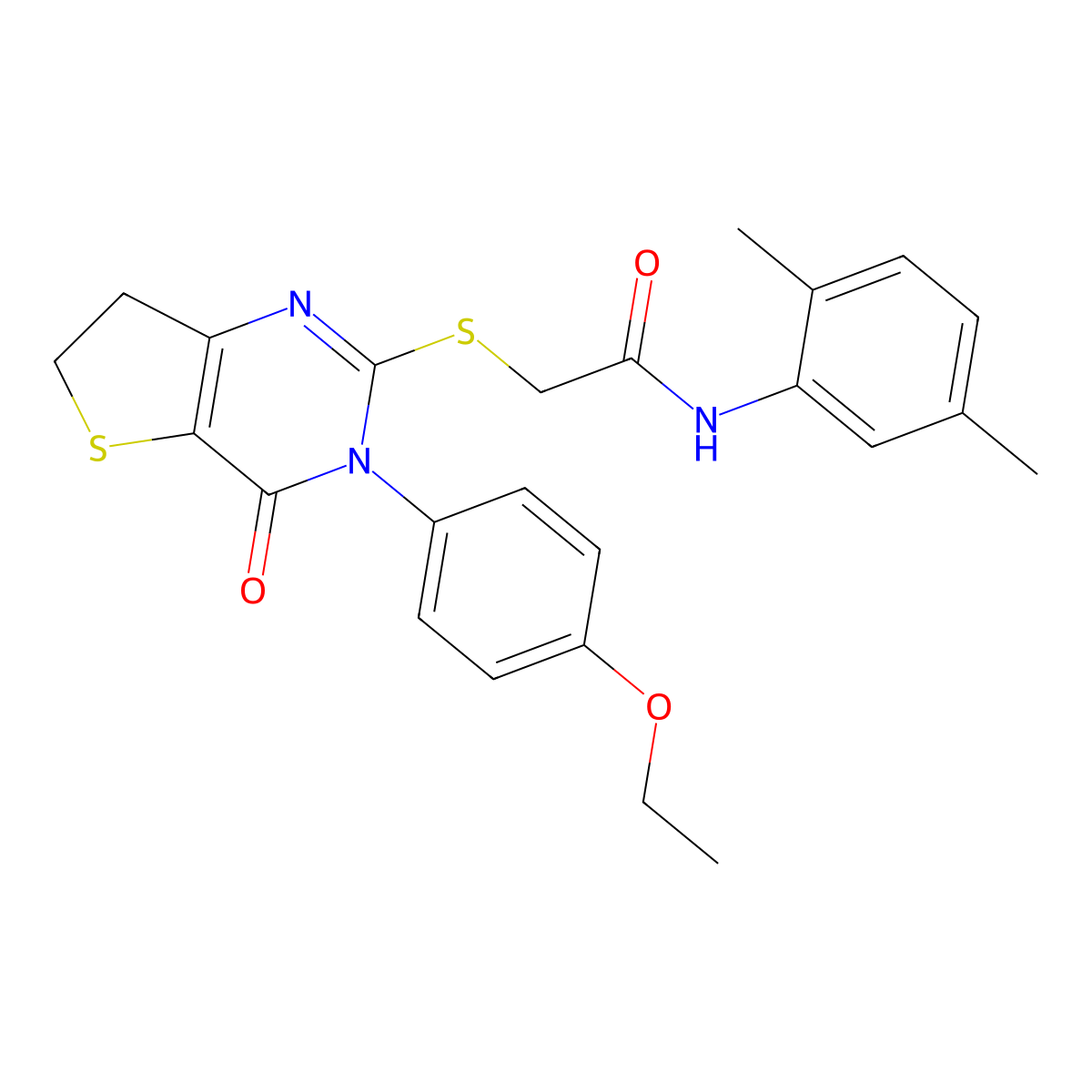 N-(2,5-dimethylphenyl)-2-((3-(4-ethoxyphenyl)-4-oxo-3,4,6,7-tetrahydrothieno[3,2-d]pyrimidin-2-yl)thio)acetamide molecular structure, CAS 686772-38-3