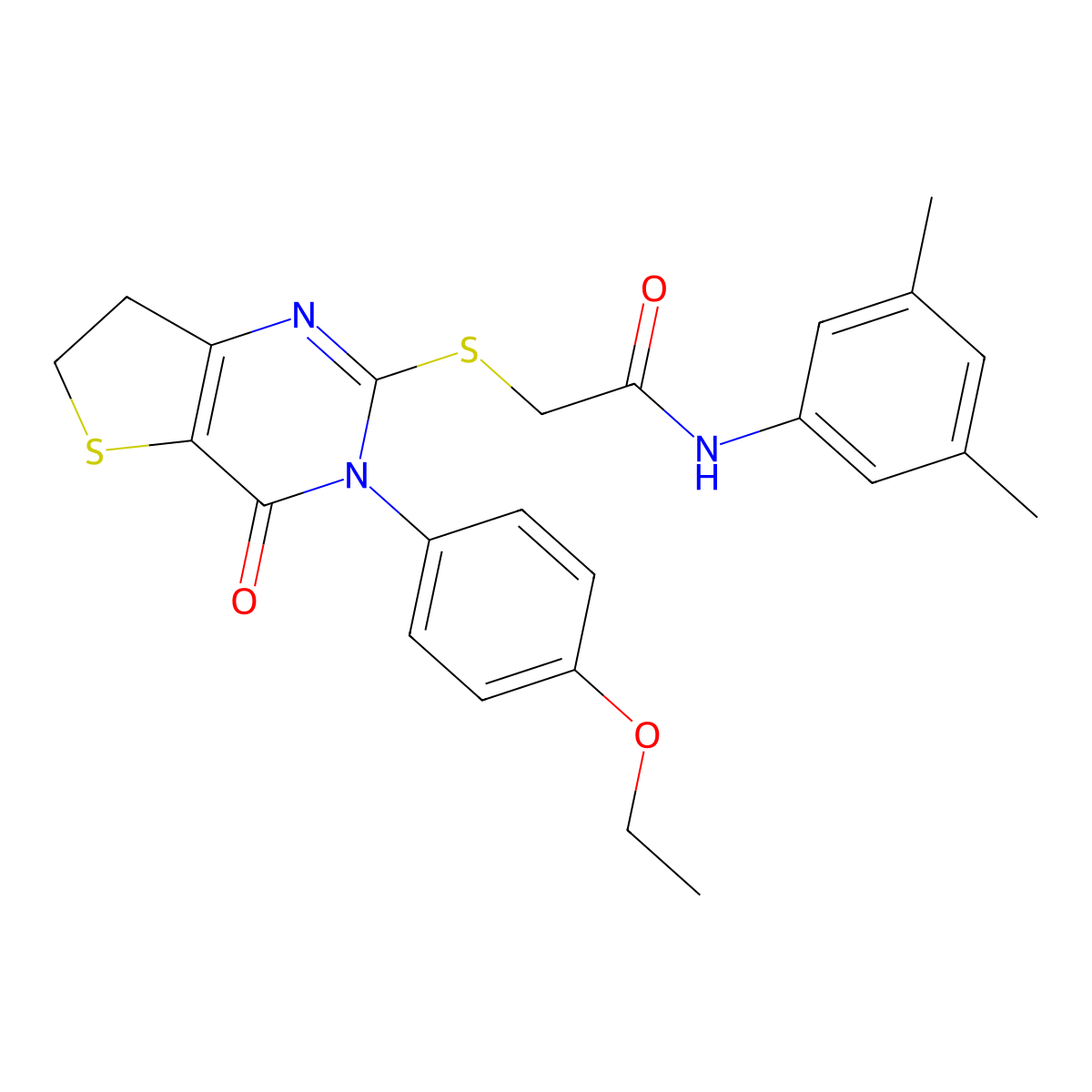 N-(3,5-dimethylphenyl)-2-((3-(4-ethoxyphenyl)-4-oxo-3,4,6,7-tetrahydrothieno[3,2-d]pyrimidin-2-yl)thio)acetamide molecular structure, CAS 686772-40-7