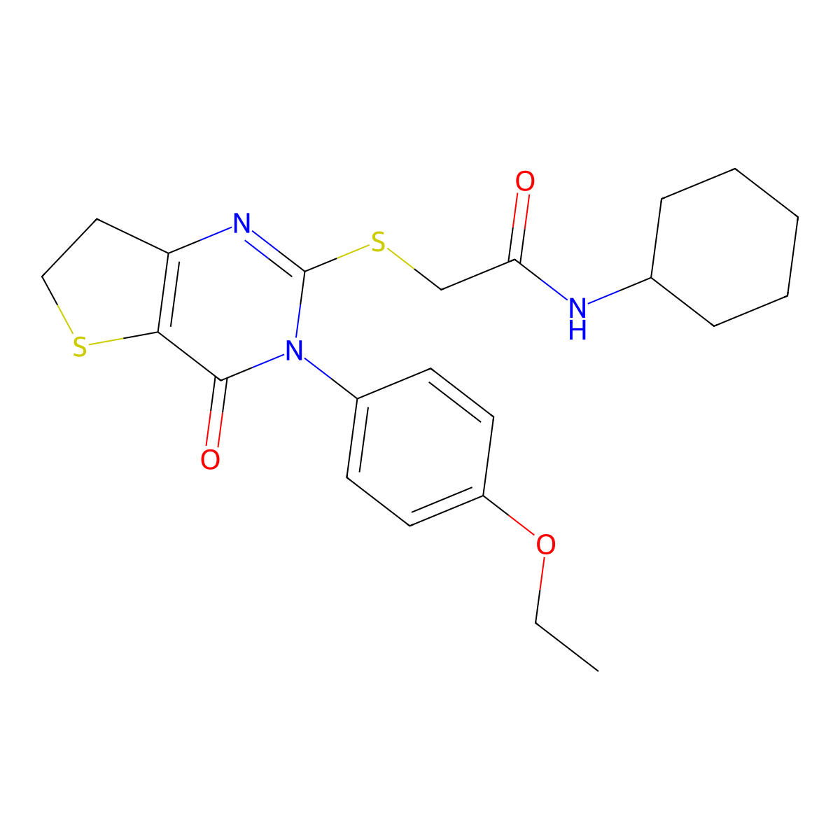 N-cyclohexyl-2-[[3-(4-ethoxyphenyl)-4-oxo-6,7-dihydrothieno[3,2-d]pyrimidin-2-yl]sulfanyl]acetamide molecular structure, CAS 686772-41-8