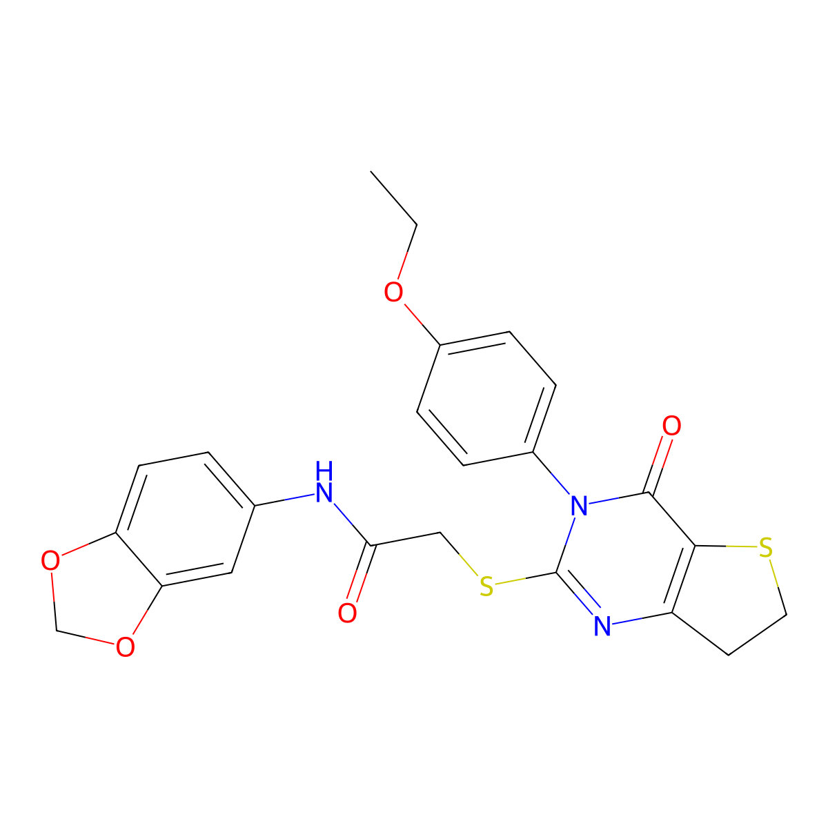 N-(1,3-benzodioxol-5-yl)-2-[[3-(4-ethoxyphenyl)-4-oxo-6,7-dihydrothieno[3,2-d]pyrimidin-2-yl]sulfanyl]acetamide molecular structure, CAS 686772-43-0