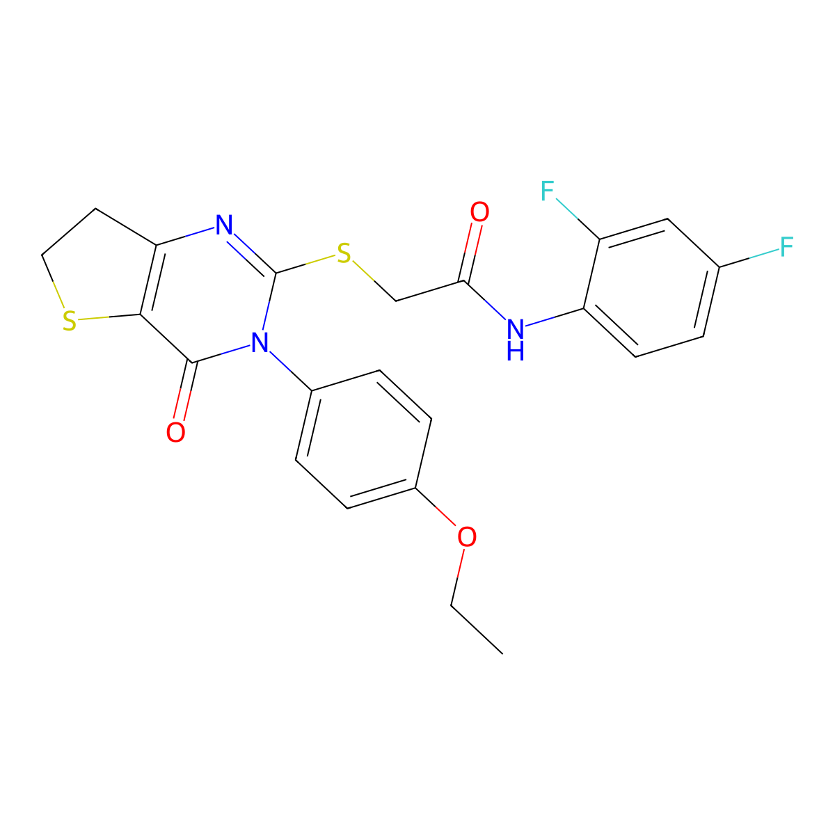 N-(2,4-difluorophenyl)-2-((3-(4-ethoxyphenyl)-4-oxo-3,4,6,7-tetrahydrothieno[3,2-d]pyrimidin-2-yl)thio)acetamide molecular structure, CAS 686772-44-1