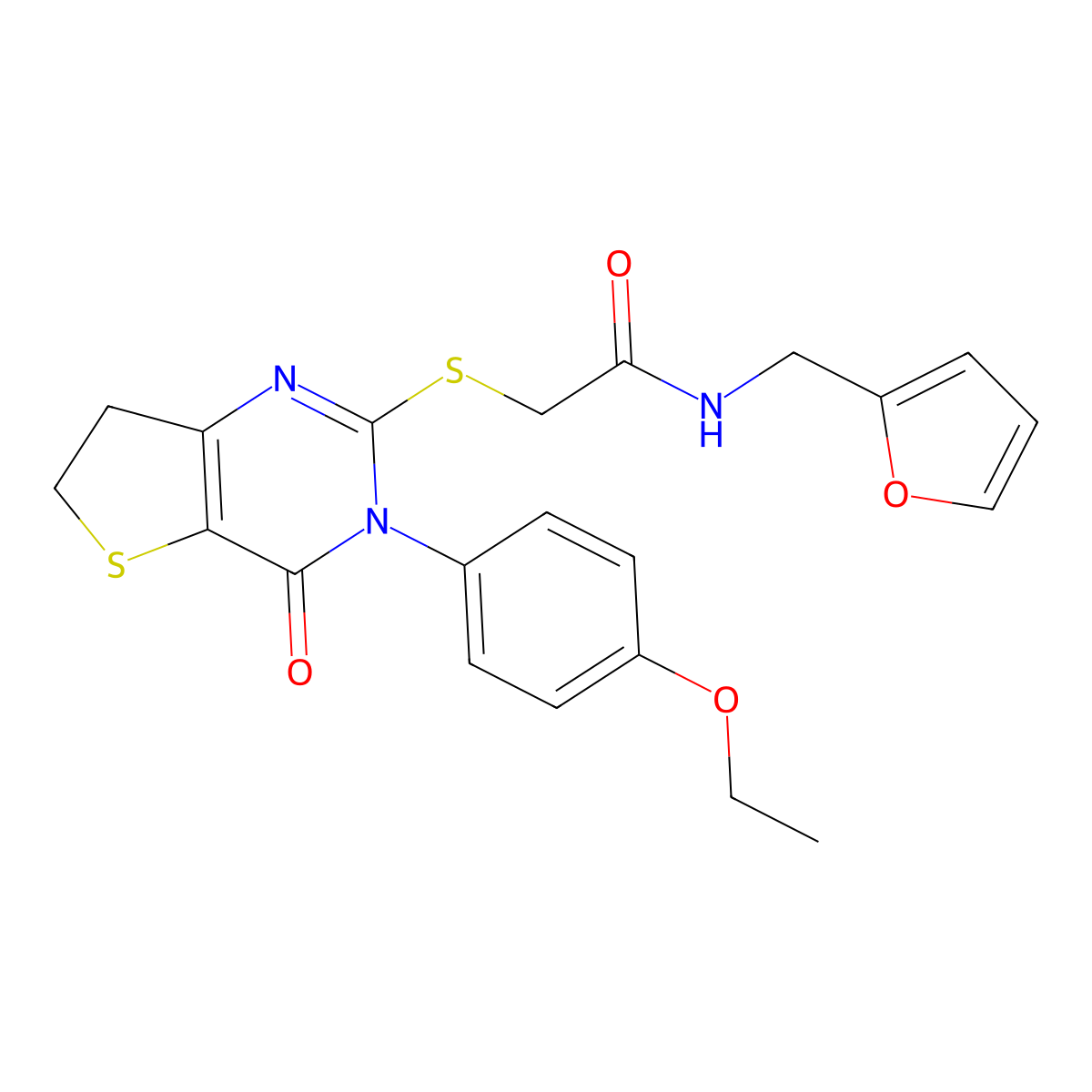 2-[[3-(4-ethoxyphenyl)-4-oxo-6,7-dihydrothieno[3,2-d]pyrimidin-2-yl]sulfanyl]-N-(furan-2-ylmethyl)acetamide molecular structure, CAS 686772-45-2