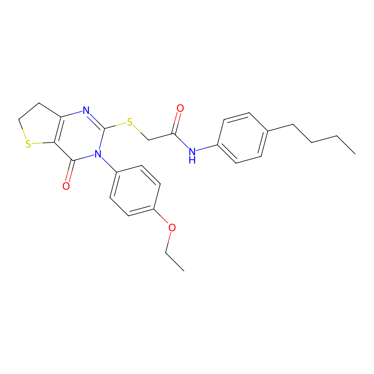 N-(4-butylphenyl)-2-((3-(4-ethoxyphenyl)-4-oxo-3,4,6,7-tetrahydrothieno[3,2-d]pyrimidin-2-yl)thio)acetamide molecular structure, CAS 686772-50-9