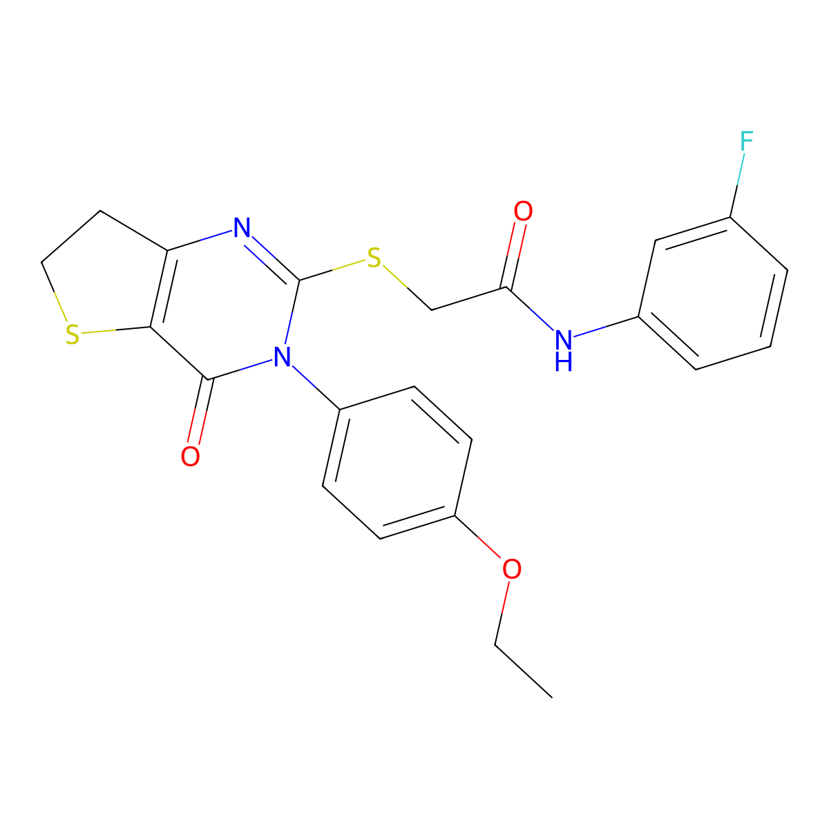 2-((3-(4-ethoxyphenyl)-4-oxo-3,4,6,7-tetrahydrothieno[3,2-d]pyrimidin-2-yl)thio)-N-(3-fluorophenyl)acetamide molecular structure, CAS 686772-51-0