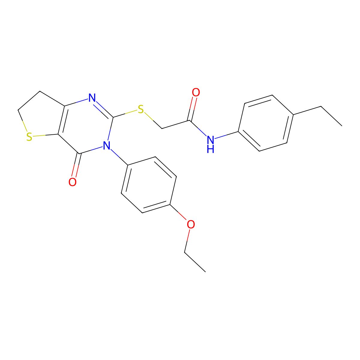 2-((3-(4-ethoxyphenyl)-4-oxo-3,4,6,7-tetrahydrothieno[3,2-d]pyrimidin-2-yl)thio)-N-(4-ethylphenyl)acetamide molecular structure, CAS 686772-52-1