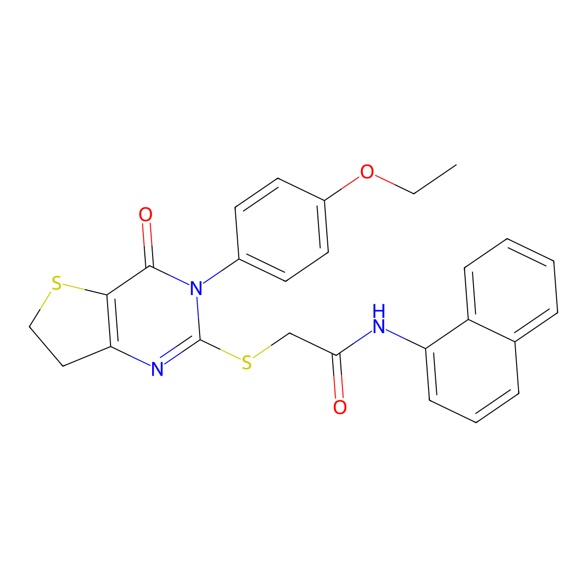 2-((3-(4-ethoxyphenyl)-4-oxo-3,4,6,7-tetrahydrothieno[3,2-d]pyrimidin-2-yl)thio)-N-(naphthalen-1-yl)acetamide molecular structure, CAS 686772-53-2
