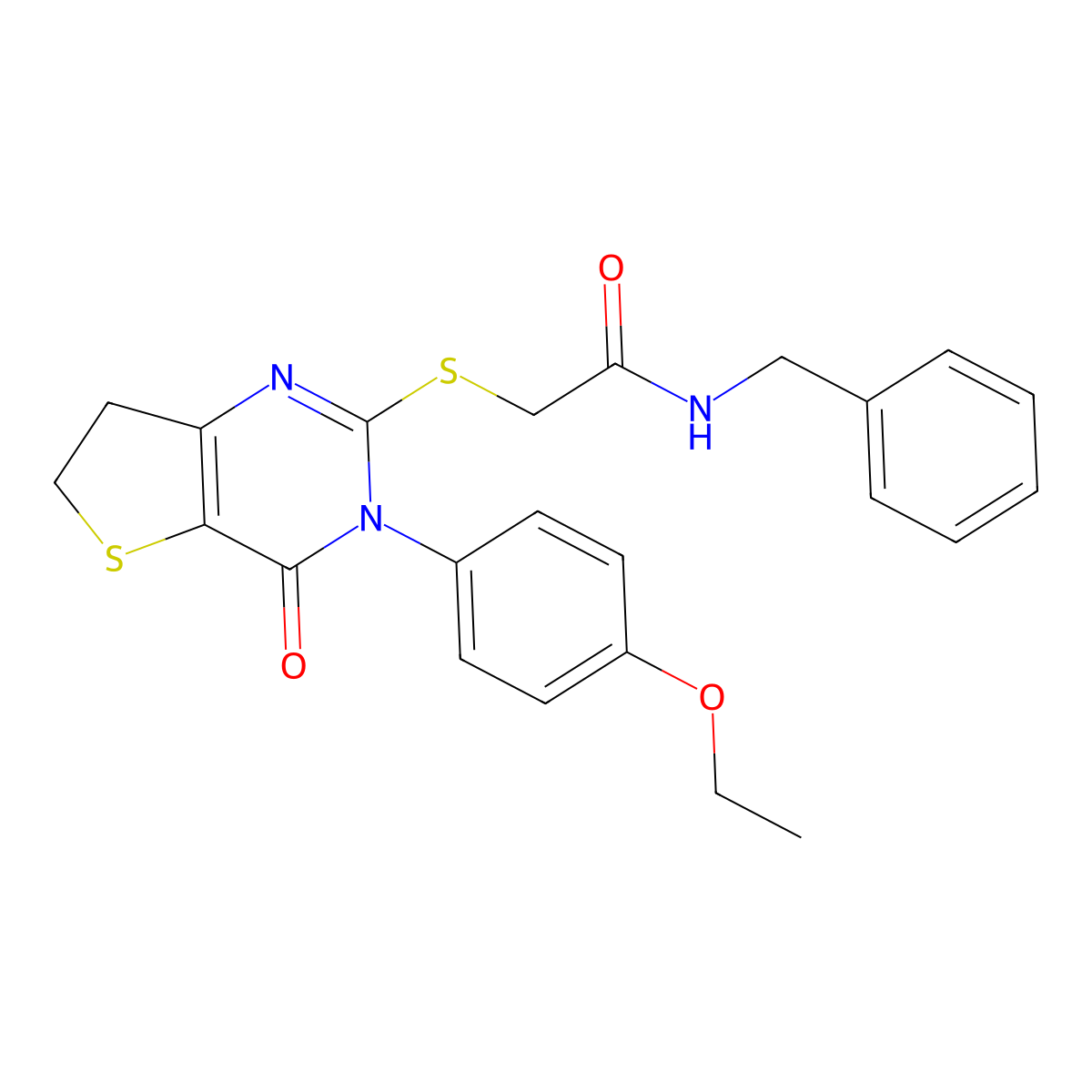N-benzyl-2-[[3-(4-ethoxyphenyl)-4-oxo-6,7-dihydrothieno[3,2-d]pyrimidin-2-yl]sulfanyl]acetamide molecular structure, CAS 686772-54-3