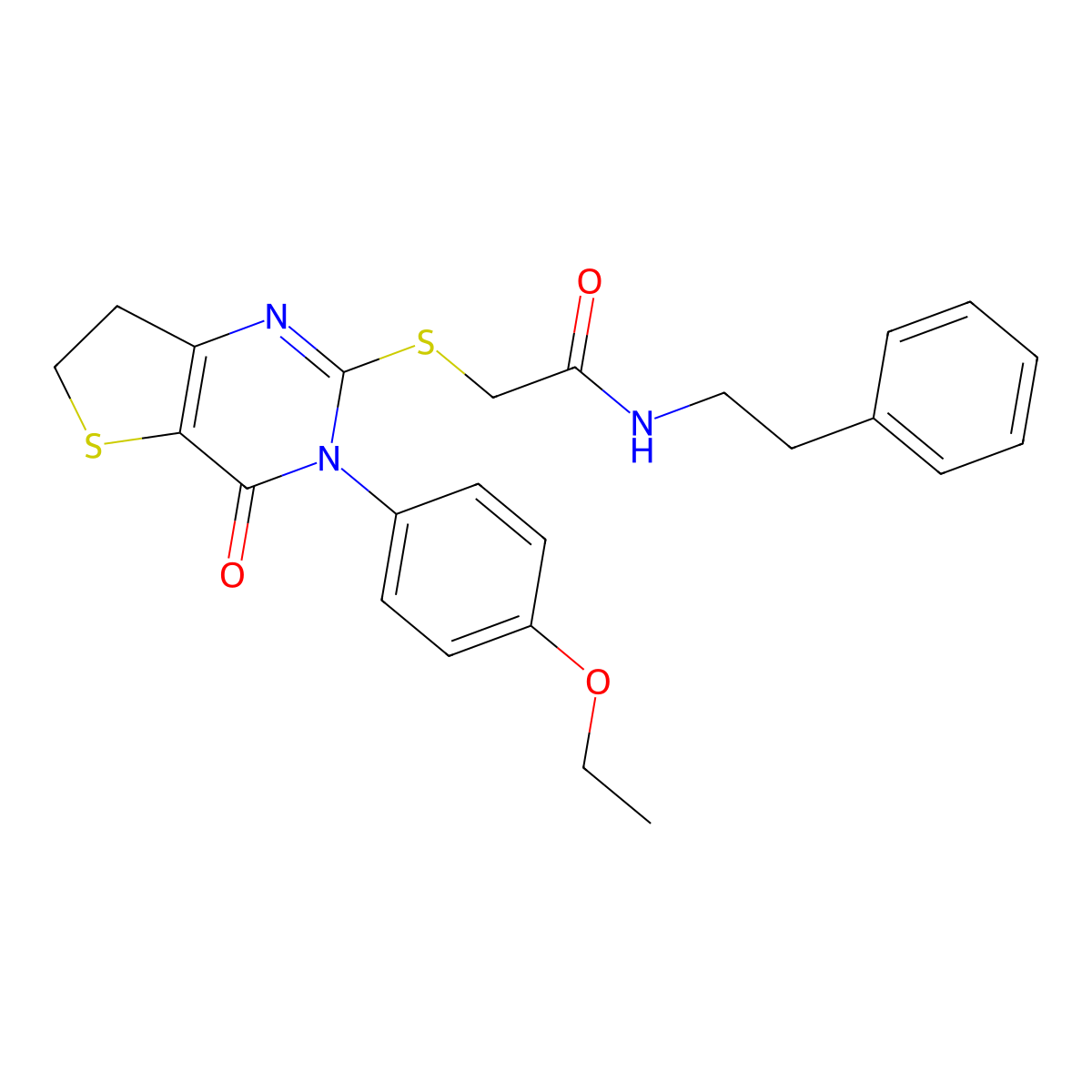 2-((3-(4-ethoxyphenyl)-4-oxo-3,4,6,7-tetrahydrothieno[3,2-d]pyrimidin-2-yl)thio)-N-phenethylacetamide molecular structure, CAS 686772-56-5