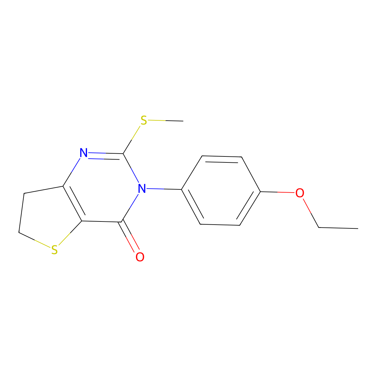 3-(4-ethoxyphenyl)-2-(methylthio)-6,7-dihydrothieno[3,2-d]pyrimidin-4(3H)-one molecular structure, CAS 686772-57-6