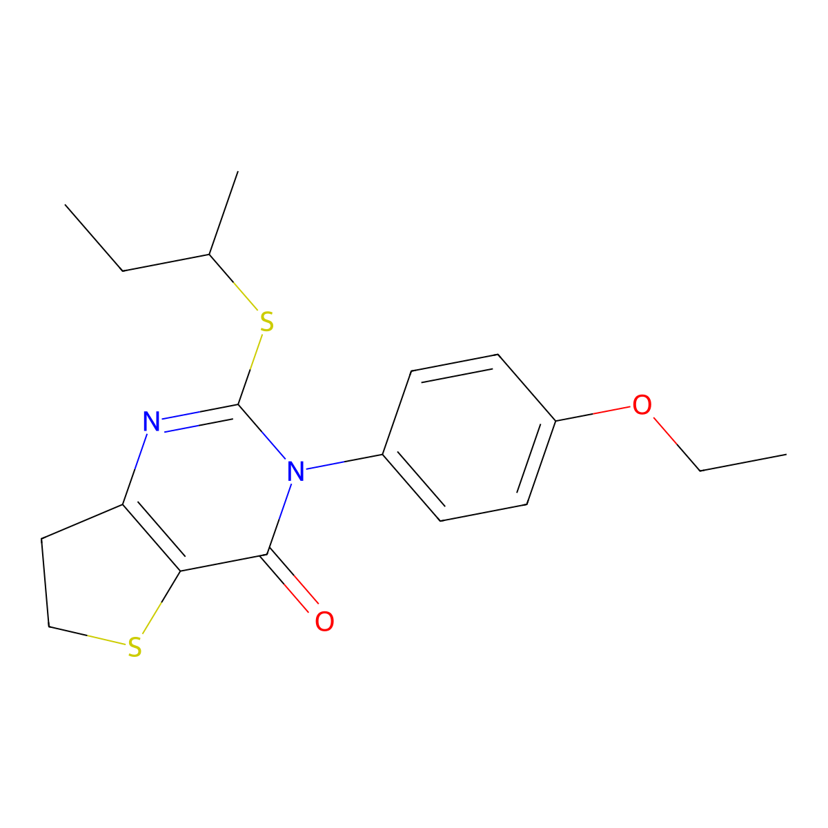 2-(sec-butylthio)-3-(4-ethoxyphenyl)-6,7-dihydrothieno[3,2-d]pyrimidin-4(3H)-one molecular structure, CAS 686772-62-3