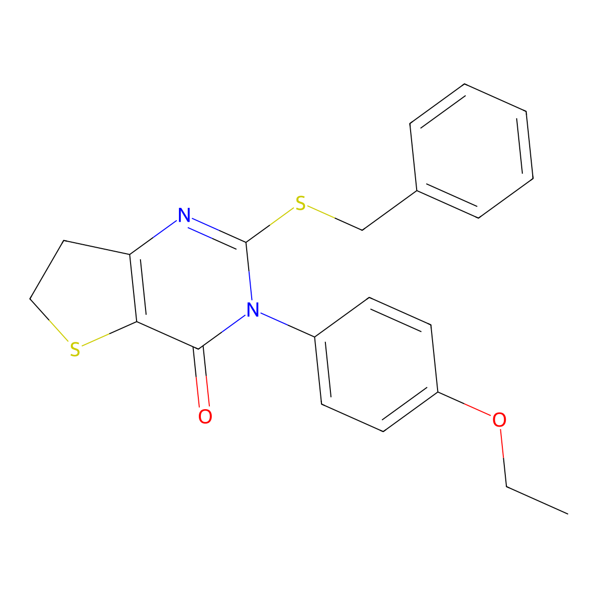 2-Benzylsulfanyl-3-(4-ethoxyphenyl)-6,7-dihydrothieno[3,2-d]pyrimidin-4-one molecular structure, CAS 686772-63-4