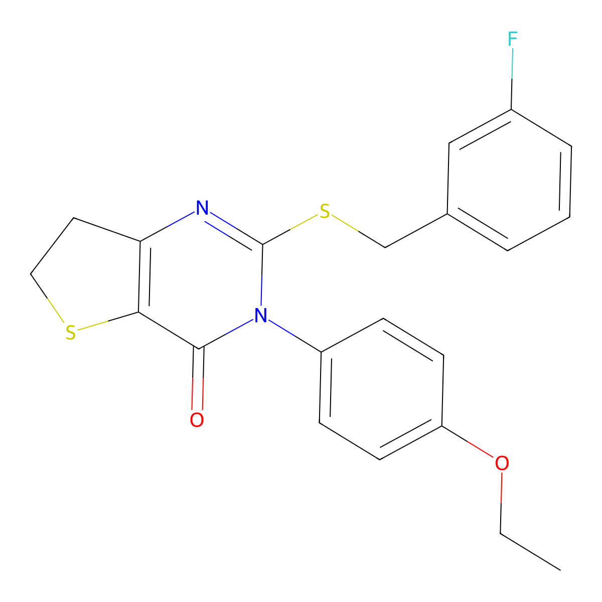 3-(4-ethoxyphenyl)-2-((3-fluorobenzyl)thio)-6,7-dihydrothieno[3,2-d]pyrimidin-4(3H)-one molecular structure, CAS 686772-64-5