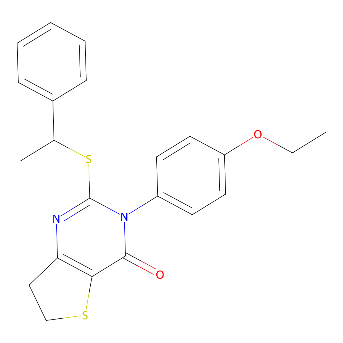 3-(4-Ethoxyphenyl)-2-(1-phenylethylsulfanyl)-6,7-dihydrothieno[3,2-d]pyrimidin-4-one molecular structure, CAS 686772-65-6