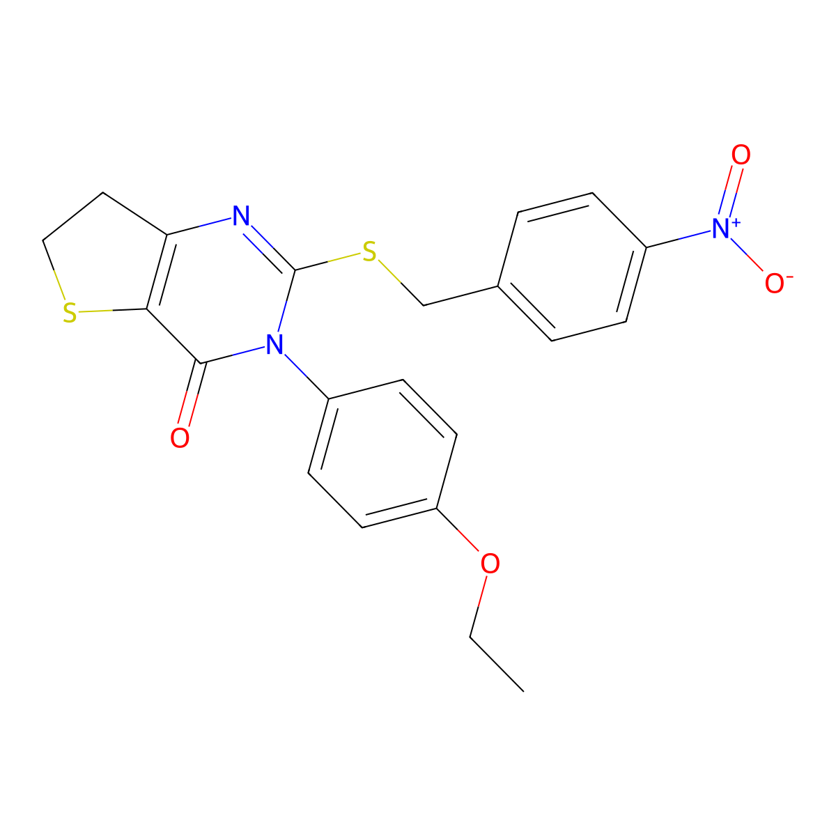 3-(4-ethoxyphenyl)-2-((4-nitrobenzyl)thio)-6,7-dihydrothieno[3,2-d]pyrimidin-4(3H)-one molecular structure, CAS 686772-67-8