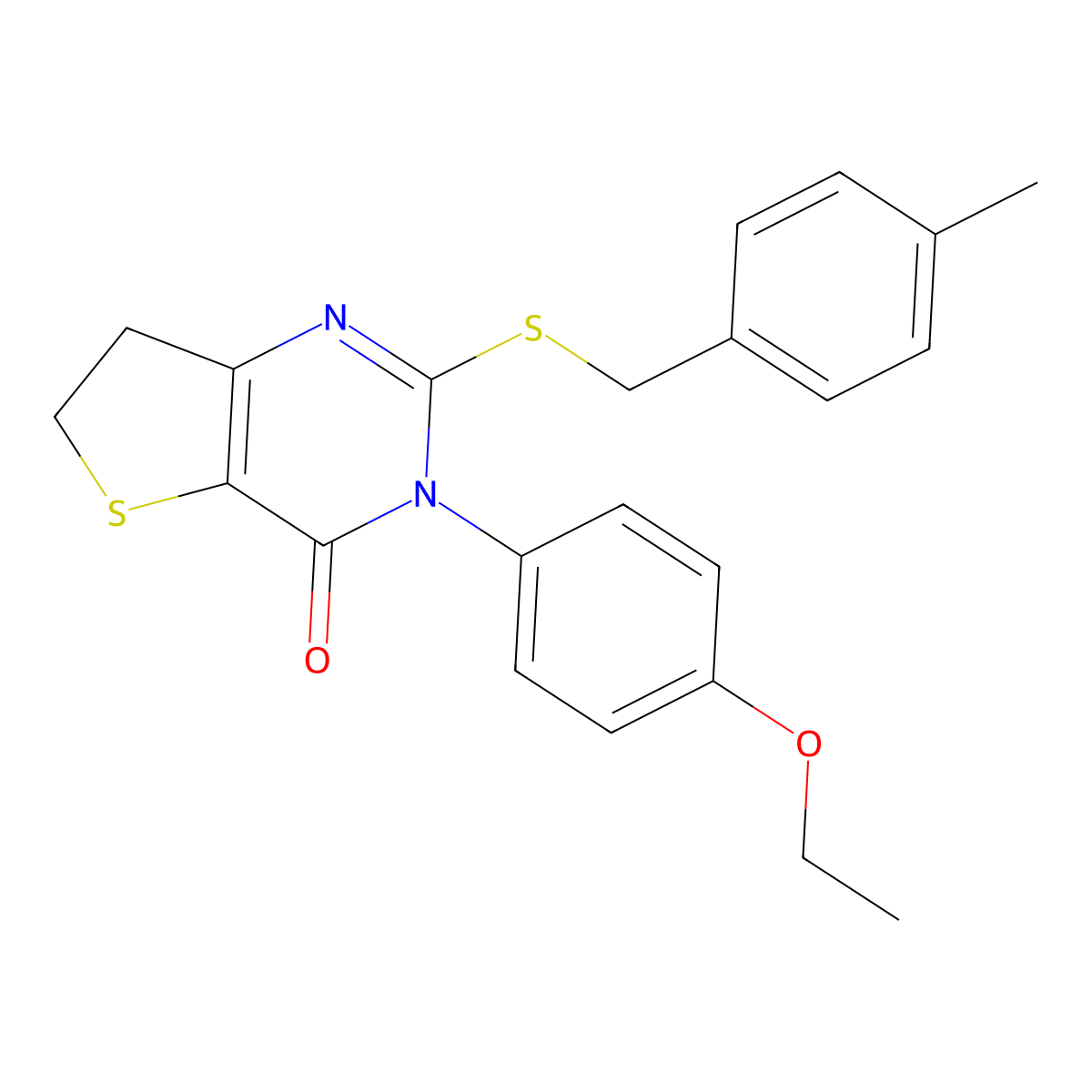 3-(4-ethoxyphenyl)-2-((4-methylbenzyl)thio)-6,7-dihydrothieno[3,2-d]pyrimidin-4(3H)-one molecular structure, CAS 686772-70-3