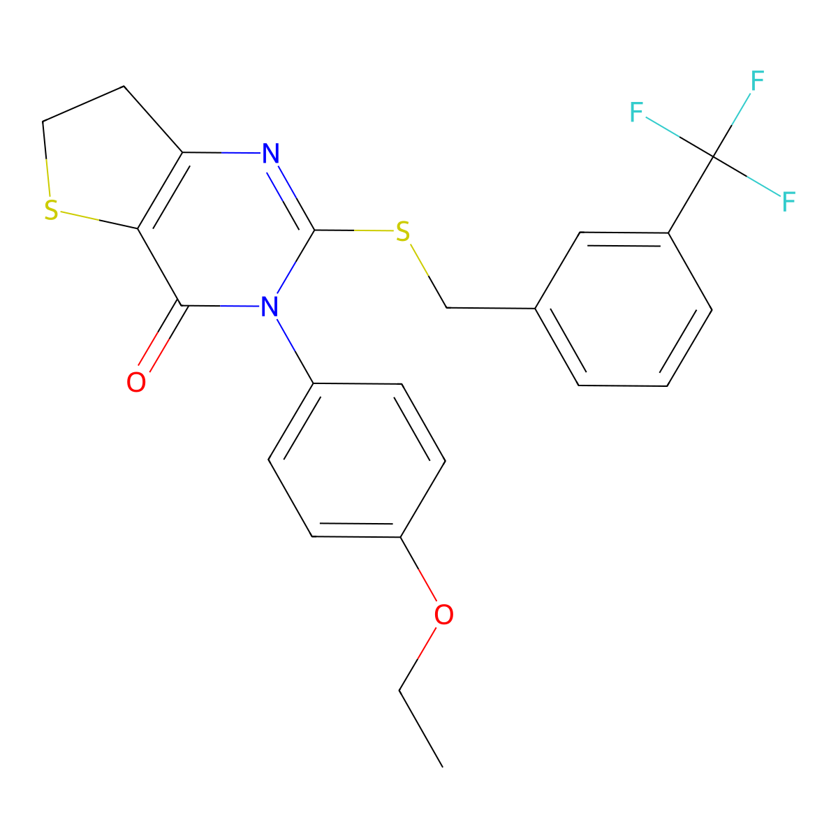 3-(4-Ethoxyphenyl)-2-[[3-(trifluoromethyl)phenyl]methylsulfanyl]-6,7-dihydrothieno[3,2-d]pyrimidin-4-one molecular structure, CAS 686772-72-5