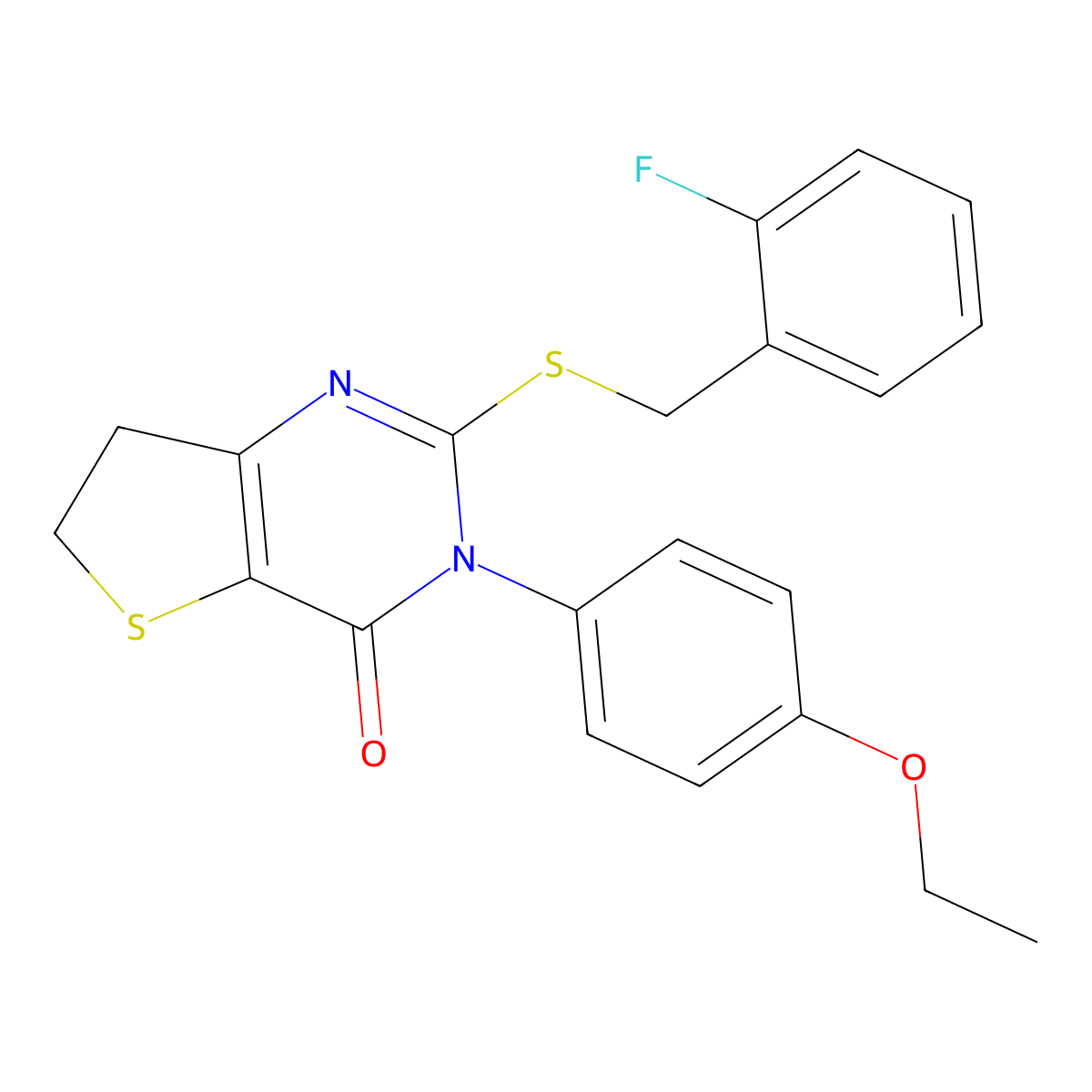 3-(4-Ethoxyphenyl)-2-[(2-fluorophenyl)methylsulfanyl]-6,7-dihydrothieno[3,2-d]pyrimidin-4-one molecular structure, CAS 686772-75-8