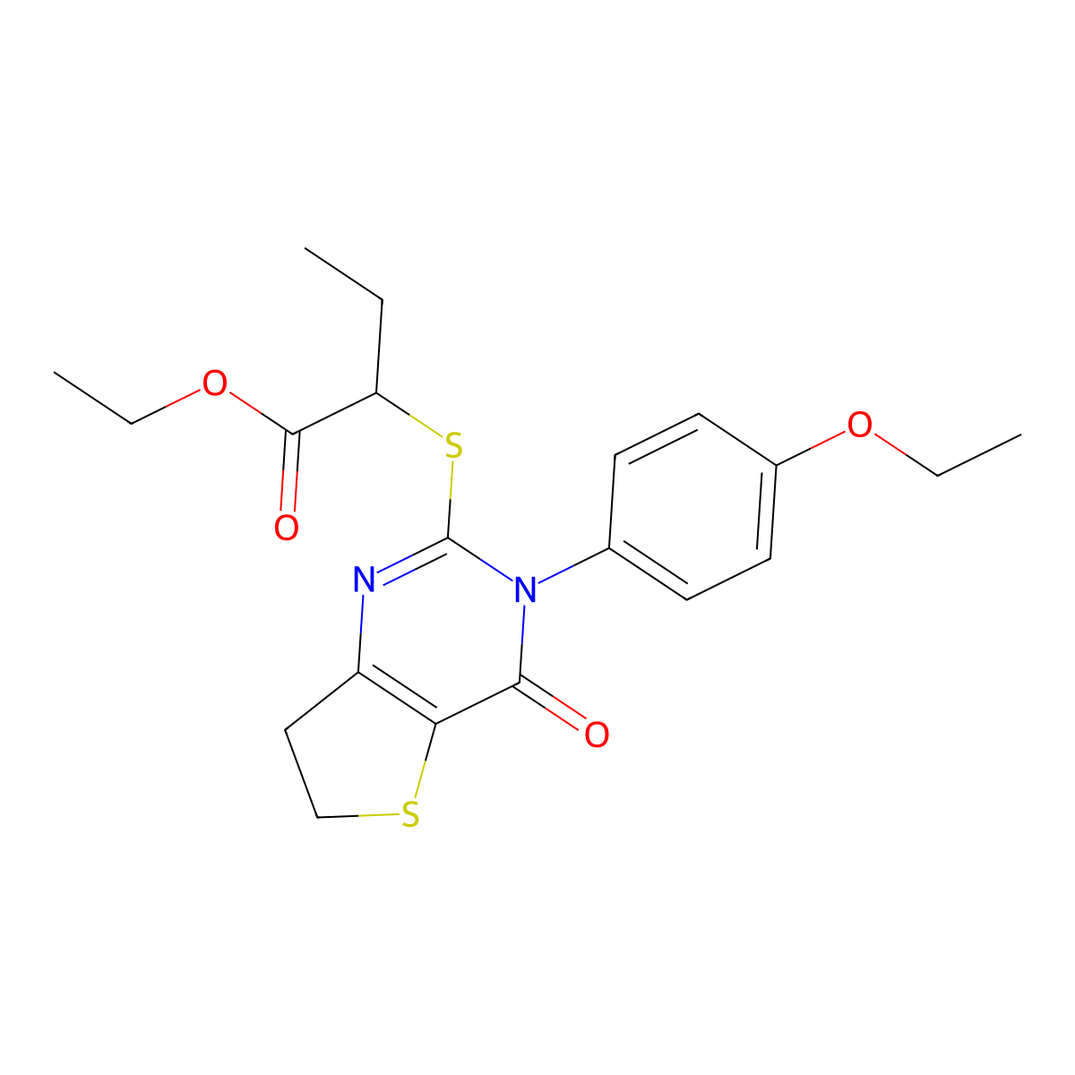 Ethyl 2-[[3-(4-ethoxyphenyl)-4-oxo-6,7-dihydrothieno[3,2-d]pyrimidin-2-yl]sulfanyl]butanoate molecular structure, CAS 686772-76-9