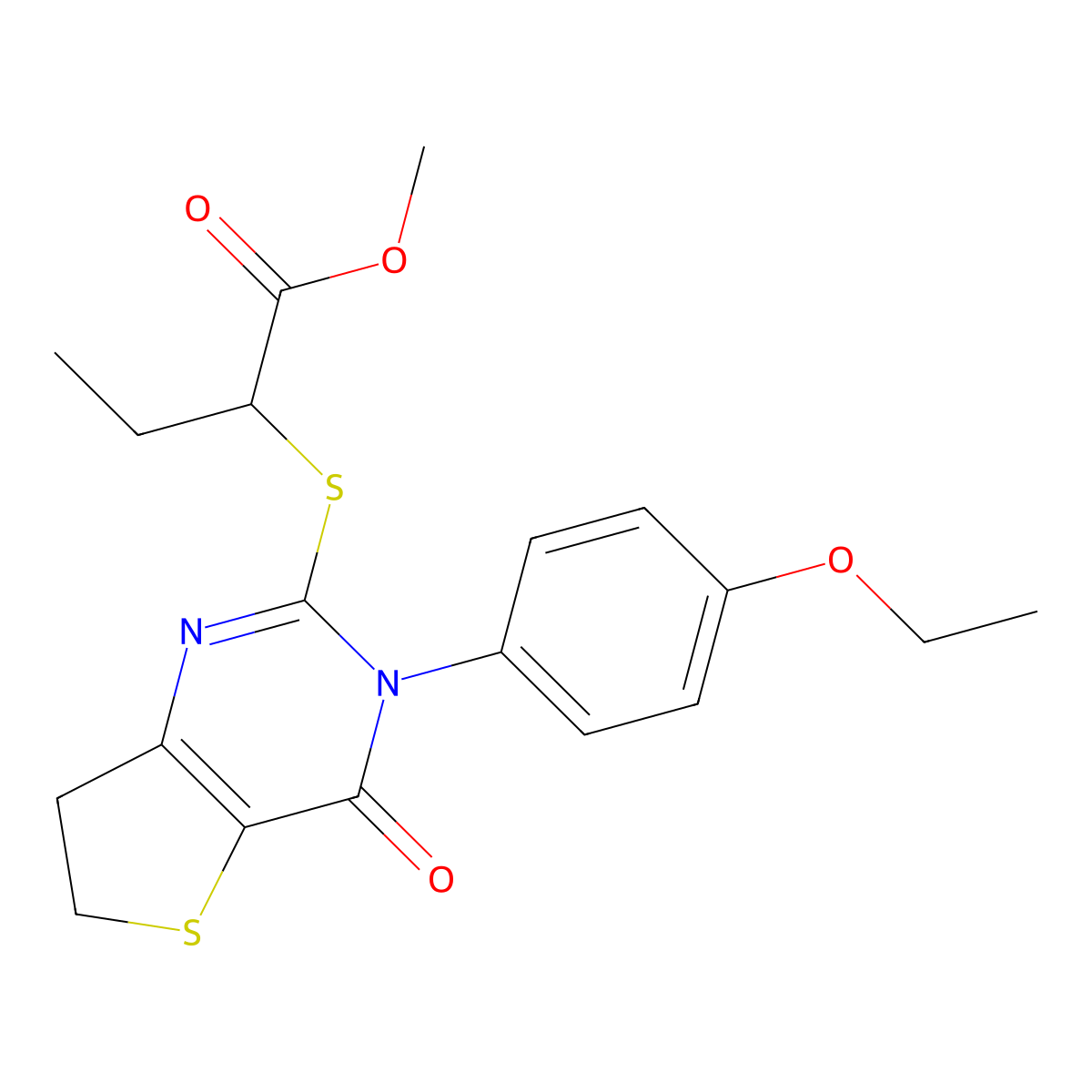 Methyl 2-[[3-(4-ethoxyphenyl)-4-oxo-6,7-dihydrothieno[3,2-d]pyrimidin-2-yl]sulfanyl]butanoate molecular structure, CAS 686772-78-1