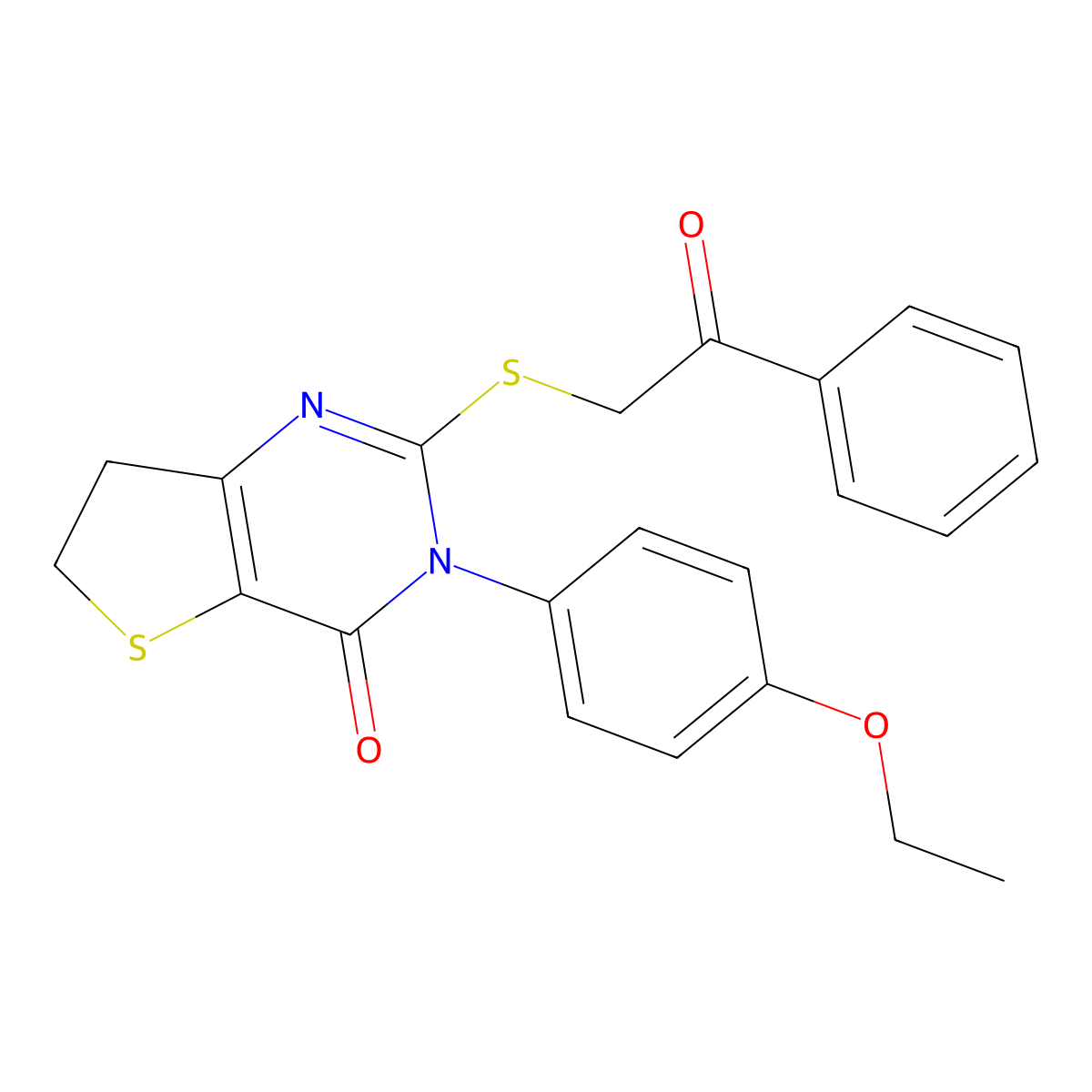 3-(4-ethoxyphenyl)-2-((2-oxo-2-phenylethyl)thio)-6,7-dihydrothieno[3,2-d]pyrimidin-4(3H)-one molecular structure, CAS 686772-80-5