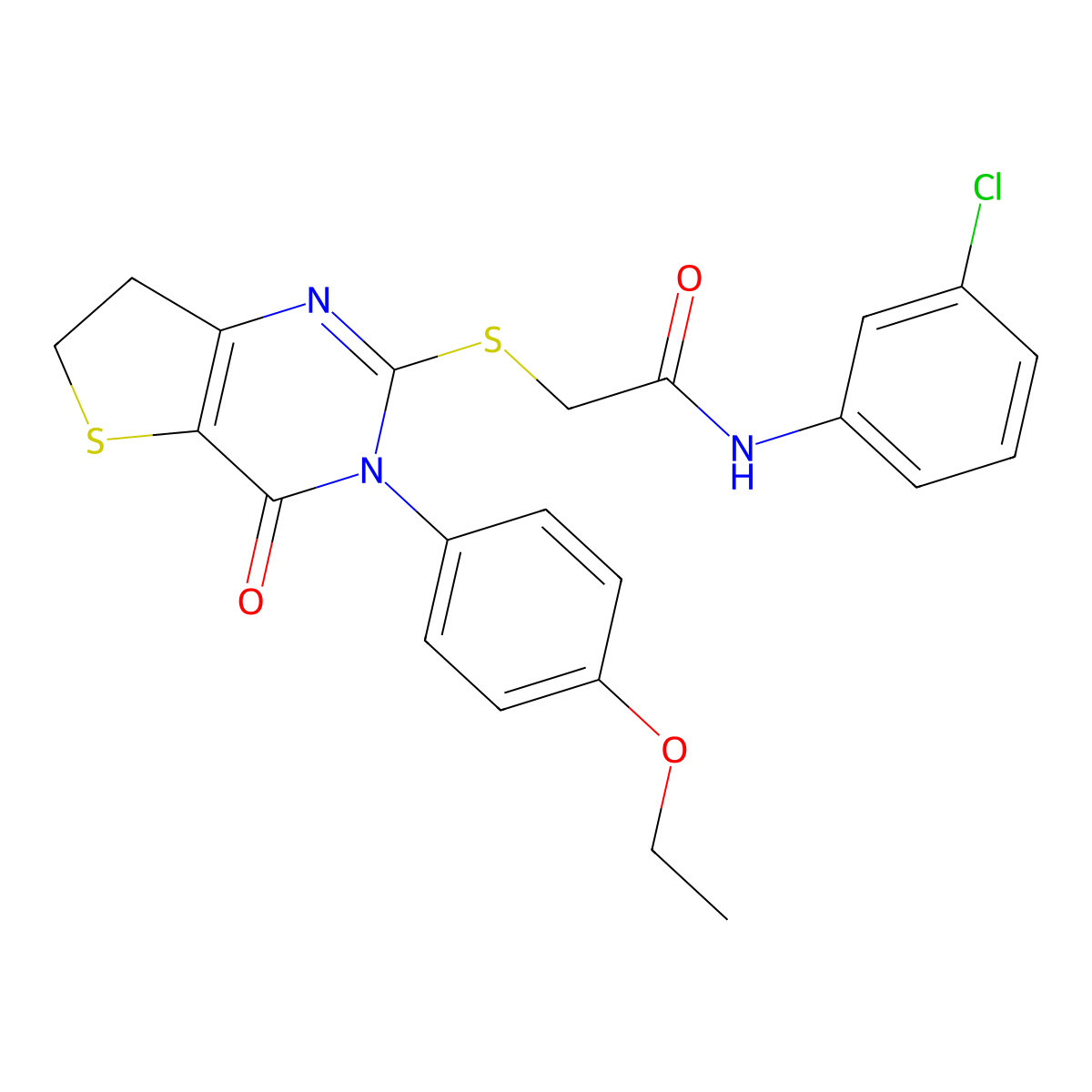 N-(3-chlorophenyl)-2-[[3-(4-ethoxyphenyl)-4-oxo-6,7-dihydrothieno[3,2-d]pyrimidin-2-yl]sulfanyl]acetamide molecular structure, CAS 686772-84-9