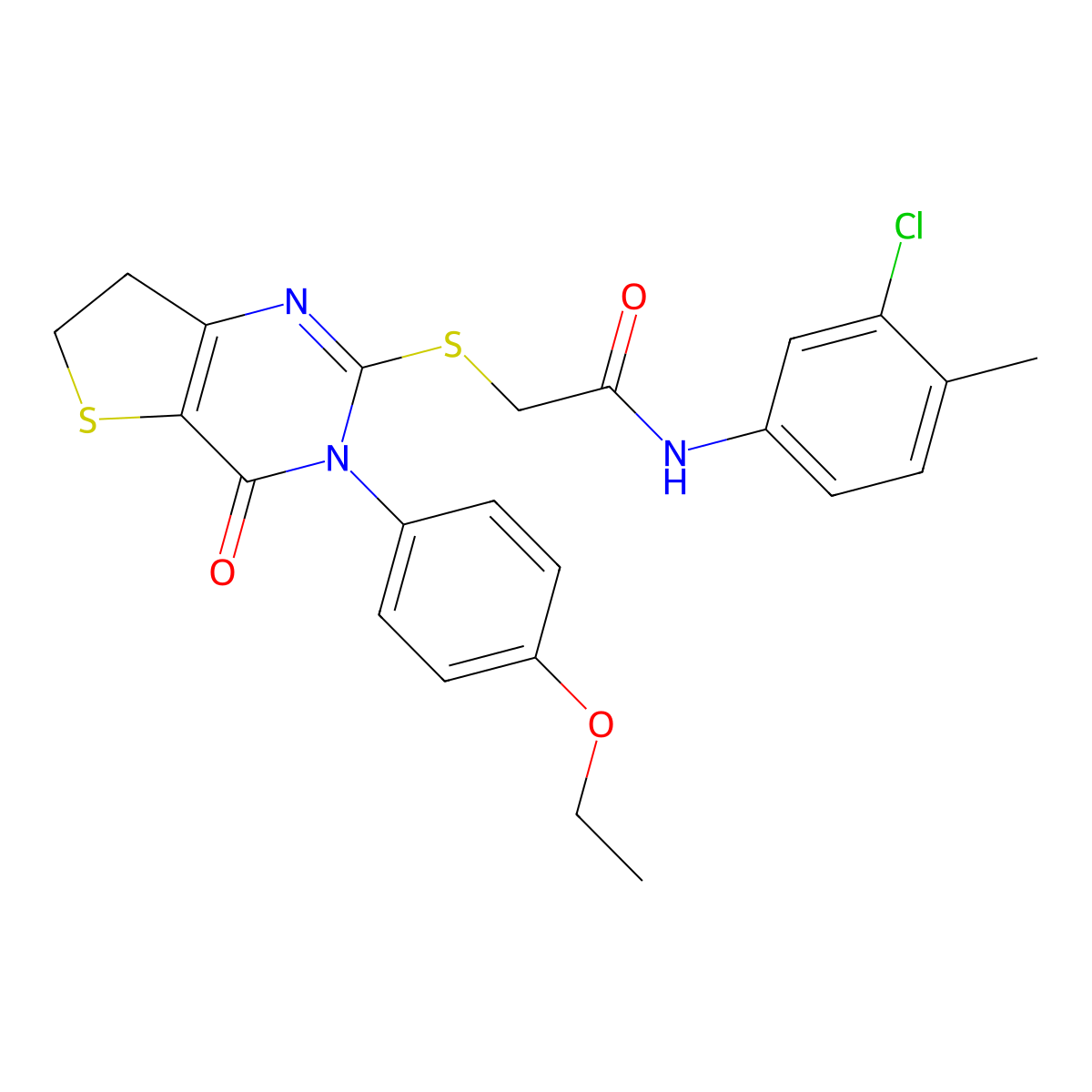 N-(3-chloro-4-methylphenyl)-2-((3-(4-ethoxyphenyl)-4-oxo-3,4,6,7-tetrahydrothieno[3,2-d]pyrimidin-2-yl)thio)acetamide molecular structure, CAS 686772-85-0