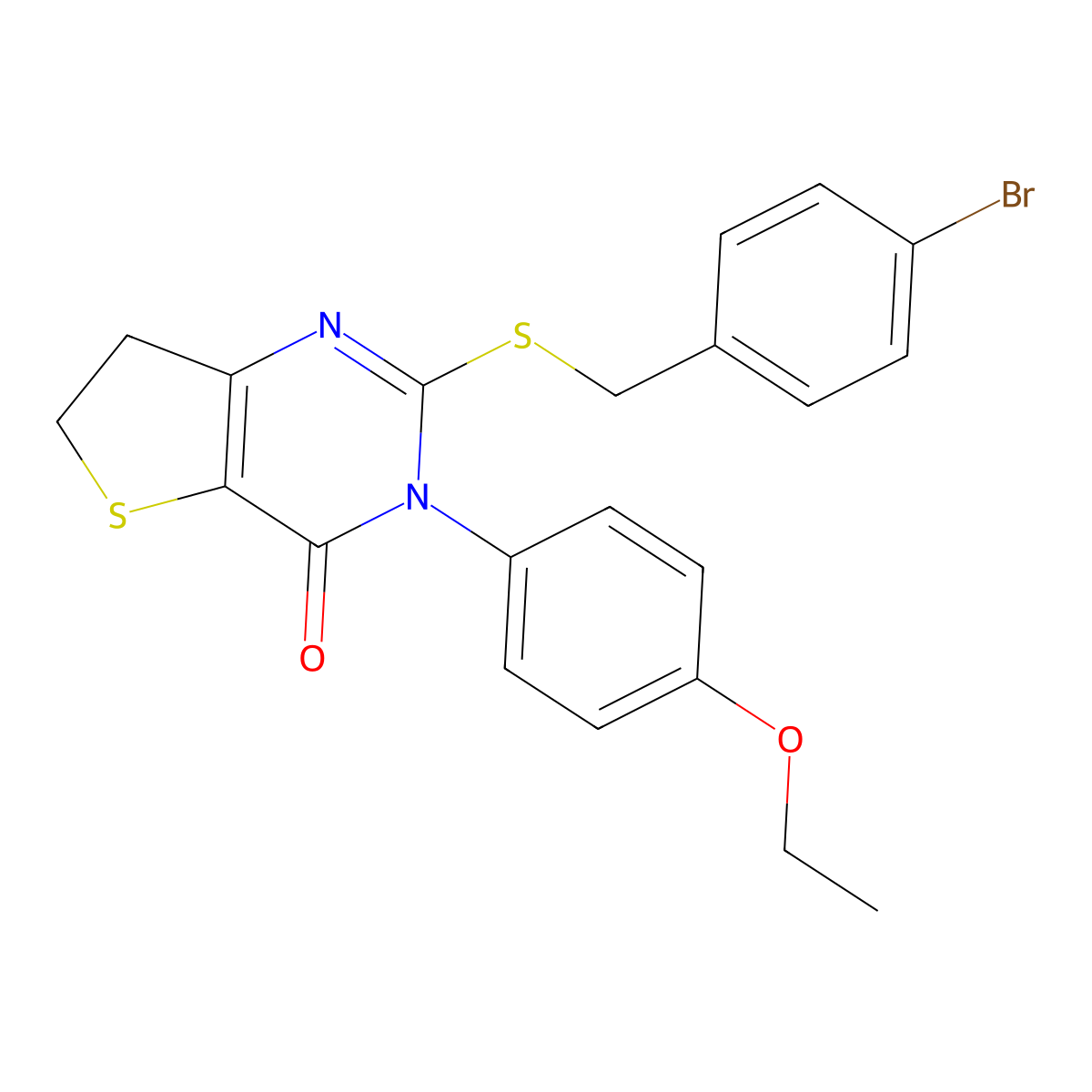 2-[(4-Bromophenyl)methylsulfanyl]-3-(4-ethoxyphenyl)-6,7-dihydrothieno[3,2-d]pyrimidin-4-one molecular structure, CAS 686772-86-1