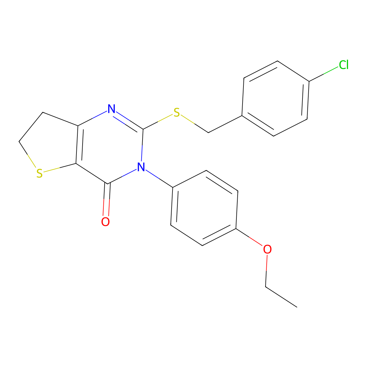 2-((4-chlorobenzyl)thio)-3-(4-ethoxyphenyl)-6,7-dihydrothieno[3,2-d]pyrimidin-4(3H)-one molecular structure, CAS 686772-88-3