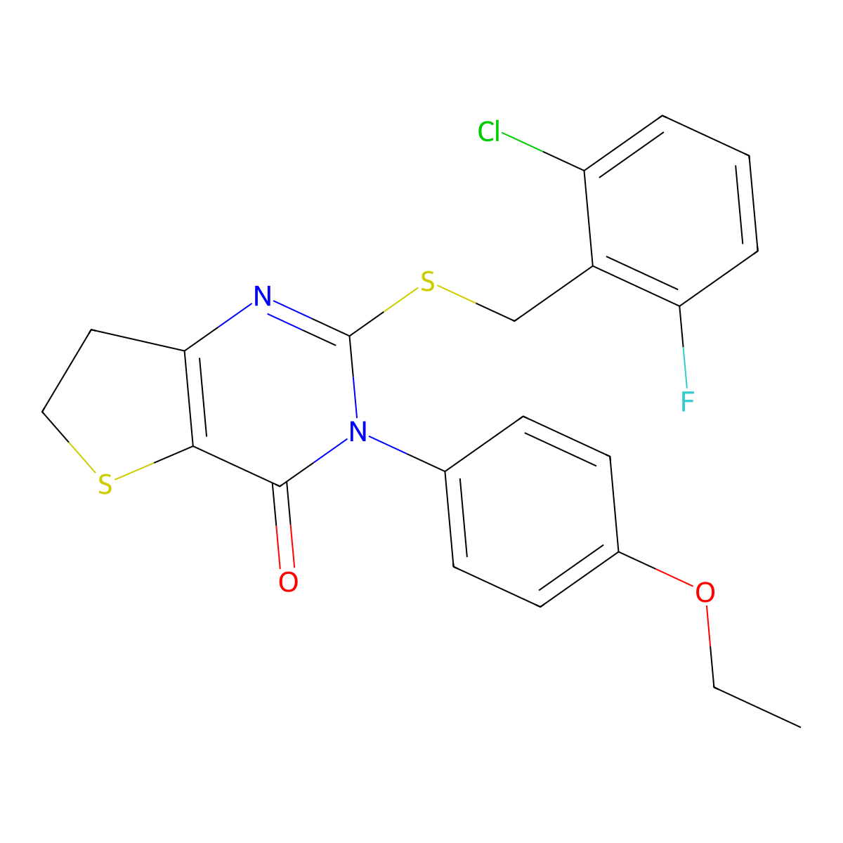 2-[(2-Chloro-6-fluorophenyl)methylsulfanyl]-3-(4-ethoxyphenyl)-6,7-dihydrothieno[3,2-d]pyrimidin-4-one molecular structure, CAS 686772-90-7
