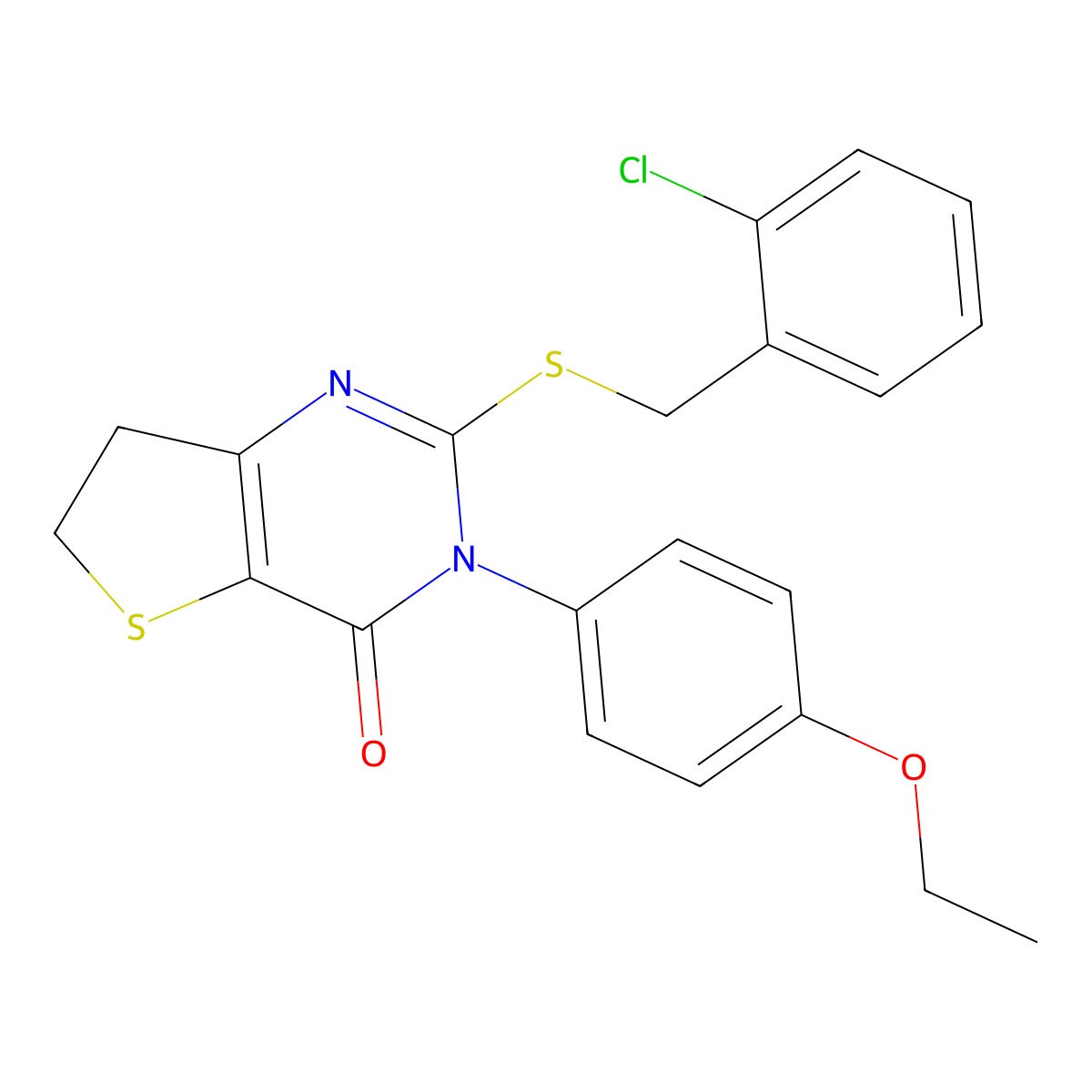 2-((2-chlorobenzyl)thio)-3-(4-ethoxyphenyl)-6,7-dihydrothieno[3,2-d]pyrimidin-4(3H)-one molecular structure, CAS 686772-91-8