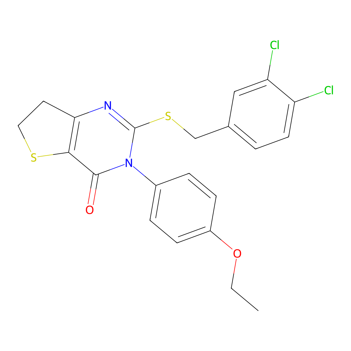 2-[(3,4-Dichlorophenyl)methylsulfanyl]-3-(4-ethoxyphenyl)-6,7-dihydrothieno[3,2-d]pyrimidin-4-one molecular structure, CAS 686772-93-0