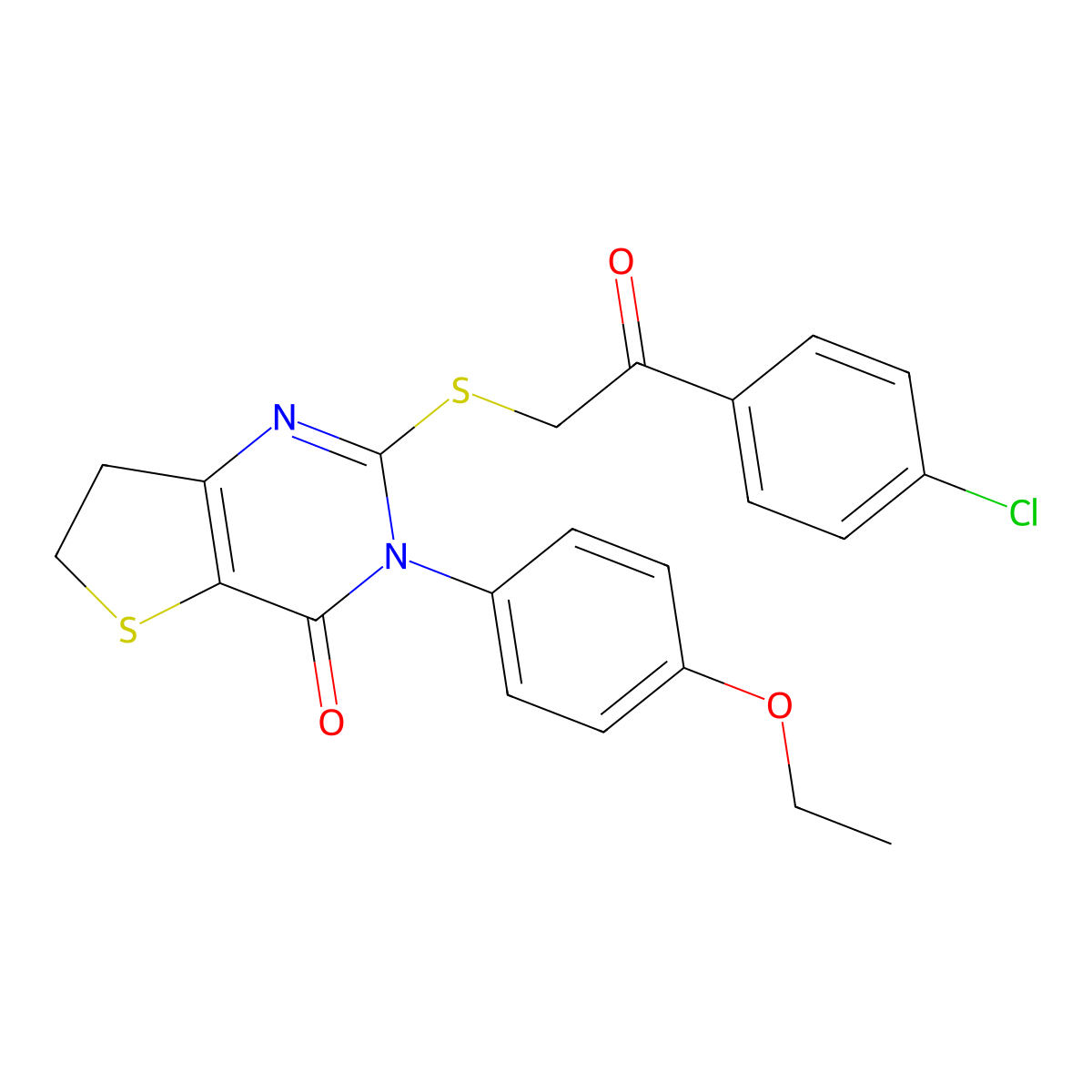 2-((2-(4-chlorophenyl)-2-oxoethyl)thio)-3-(4-ethoxyphenyl)-6,7-dihydrothieno[3,2-d]pyrimidin-4(3H)-one molecular structure, CAS 686772-96-3
