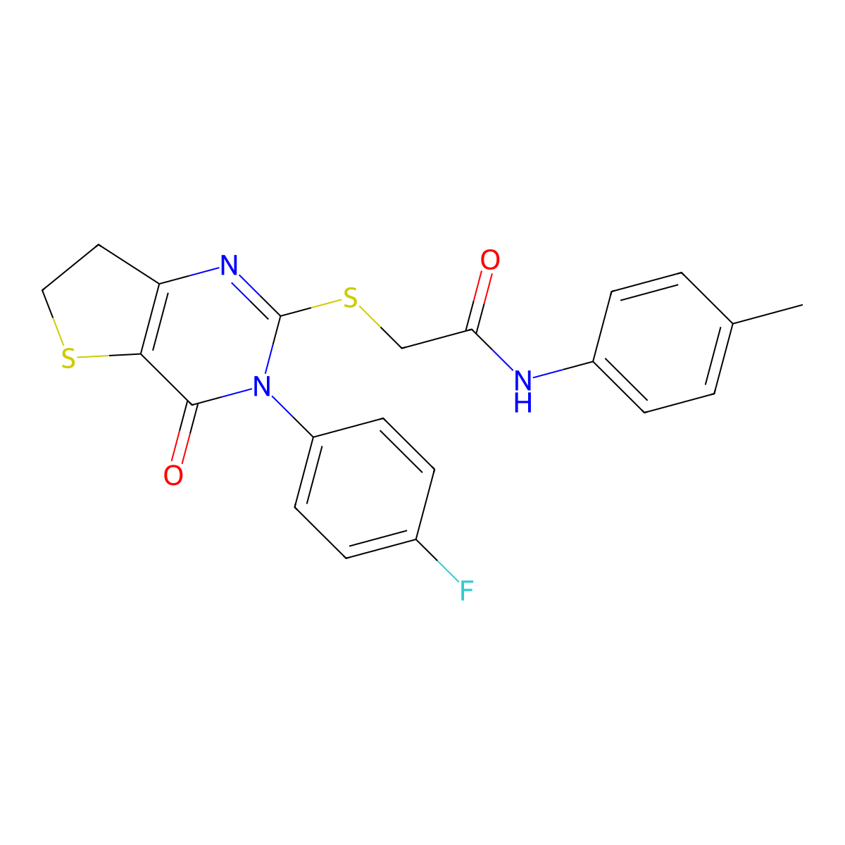 2-((3-(4-fluorophenyl)-4-oxo-3,4,6,7-tetrahydrothieno[3,2-d]pyrimidin-2-yl)thio)-N-(p-tolyl)acetamide molecular structure, CAS 686773-10-4