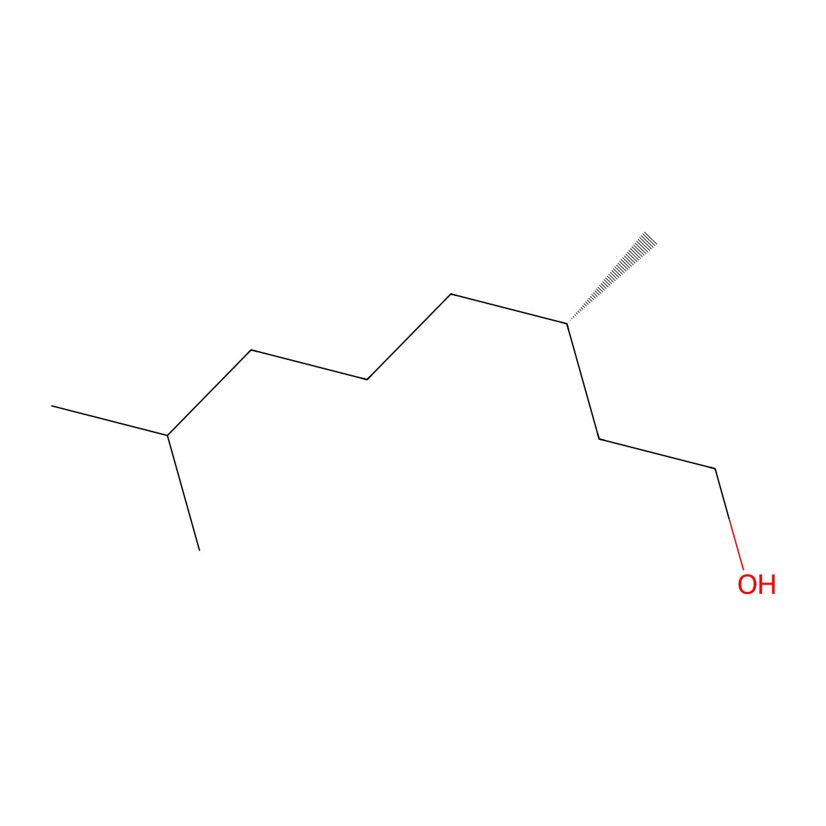 (S)-3,7-Dimethyloctan-1-ol molecular structure, CAS 68680-98-8