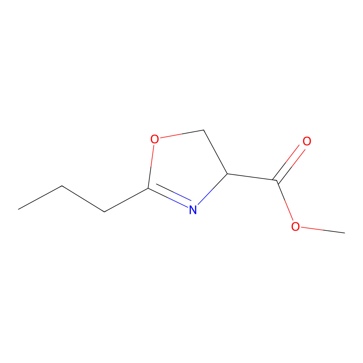 Methyl 2-propyl-4,5-dihydro-1,3-oxazole-4-carboxylate molecular structure, CAS 68683-05-6