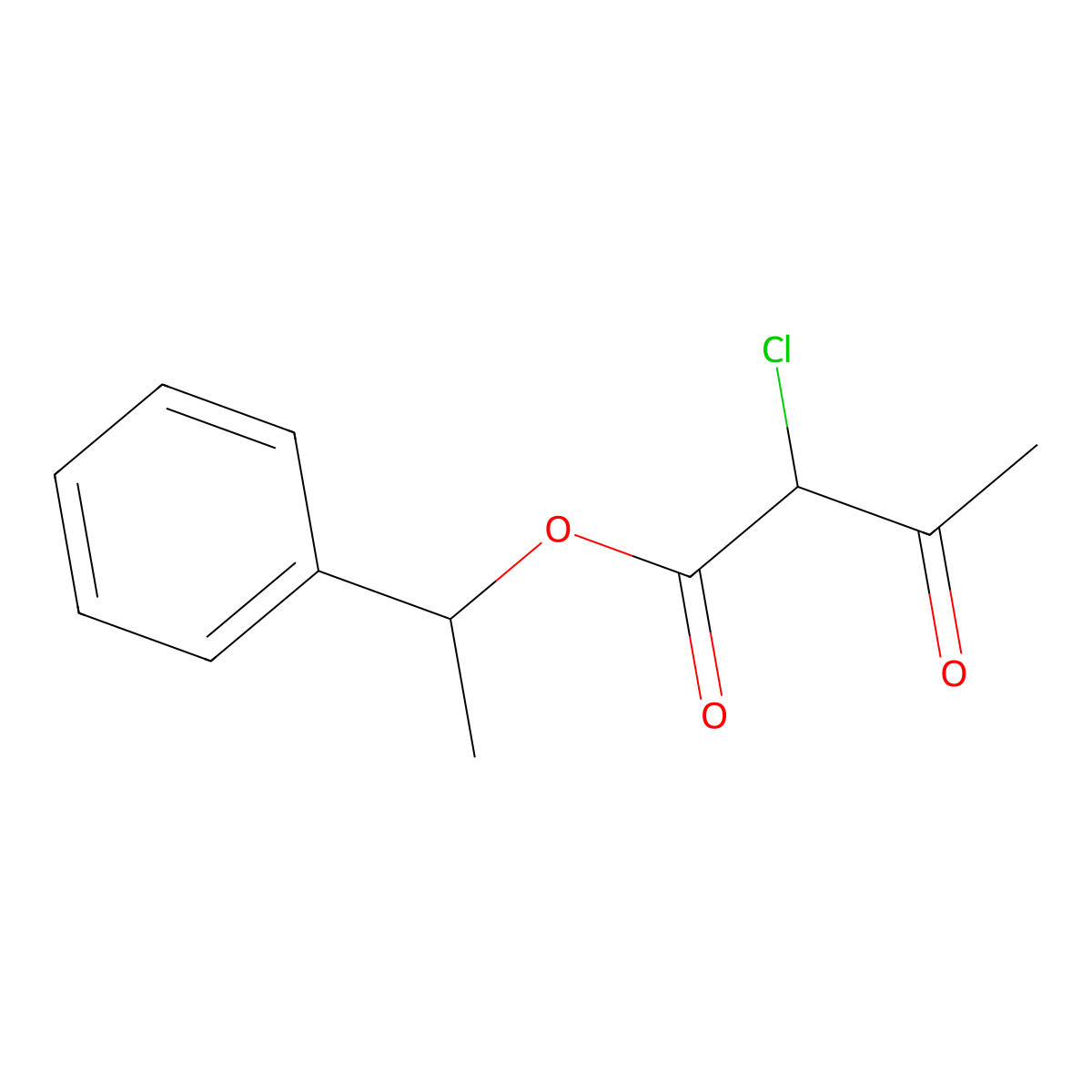 Butanoic acid, 2-chloro-3-oxo-, 1-phenylethyl ester molecular structure, CAS 68683-30-7