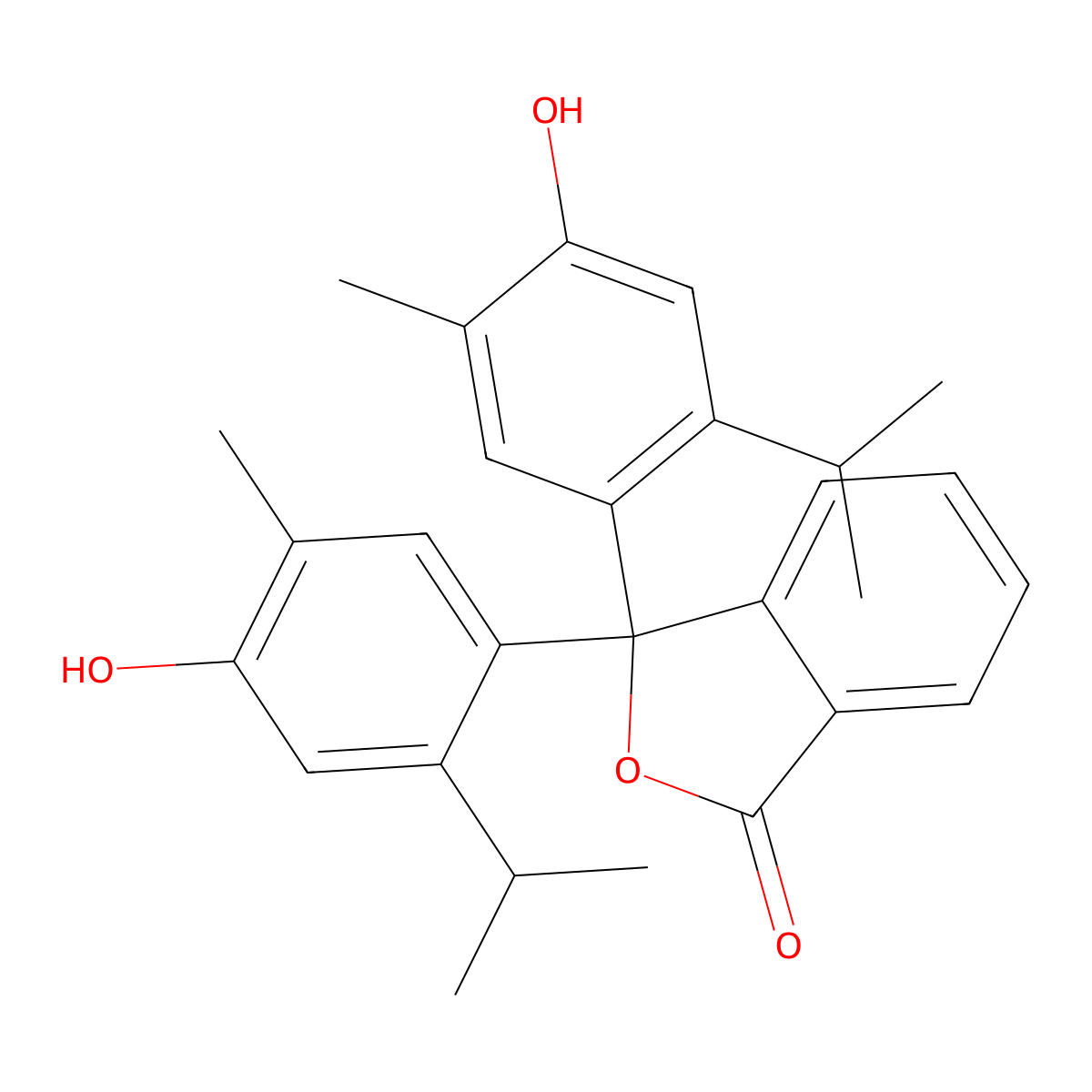 3,3-Bis(4-hydroxy-2-isopropyl-5-methylphenyl)isobenzofuran-1(3H)-one molecular structure, CAS 6869-00-7
