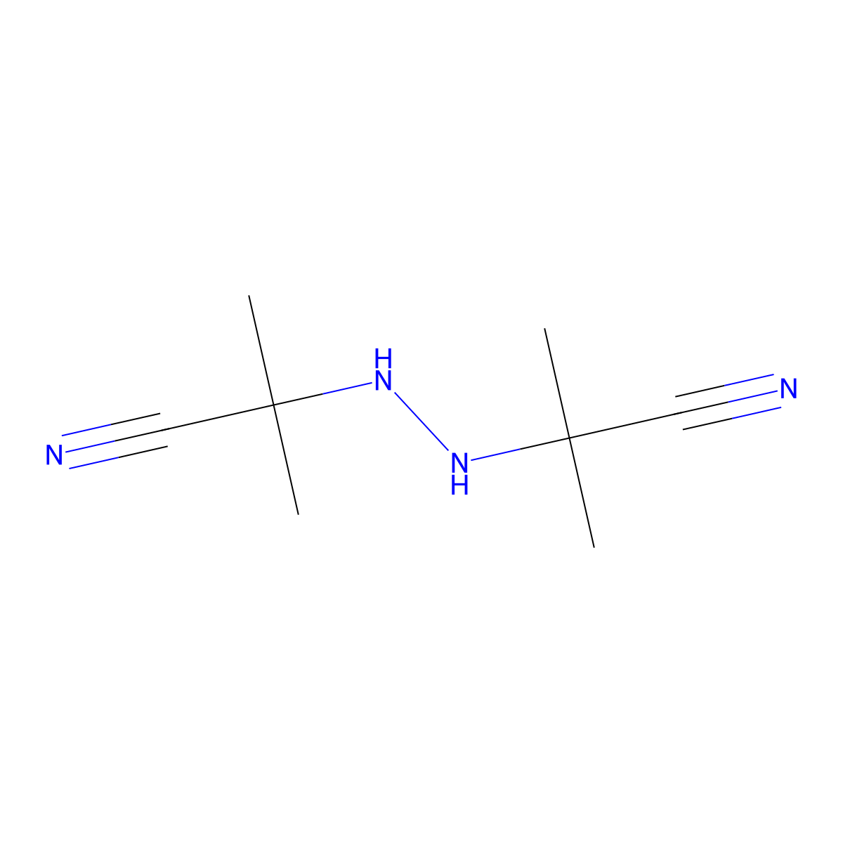 2-(2-(1-Cyano-1-methyl-ethyl)hydrazino)-2-methyl-propanenitrile molecular structure, CAS 6869-07-4