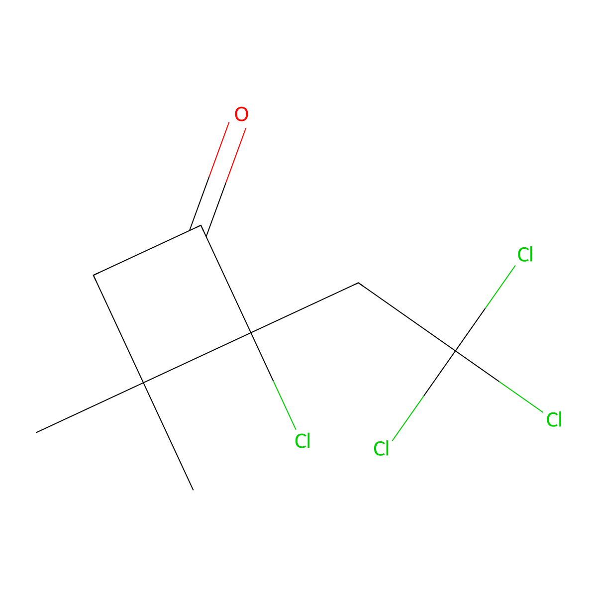 2-Chloro-3,3-dimethyl-2-(2,2,2-trichloroethyl)cyclobutan-1-one molecular structure, CAS 68697-08-5