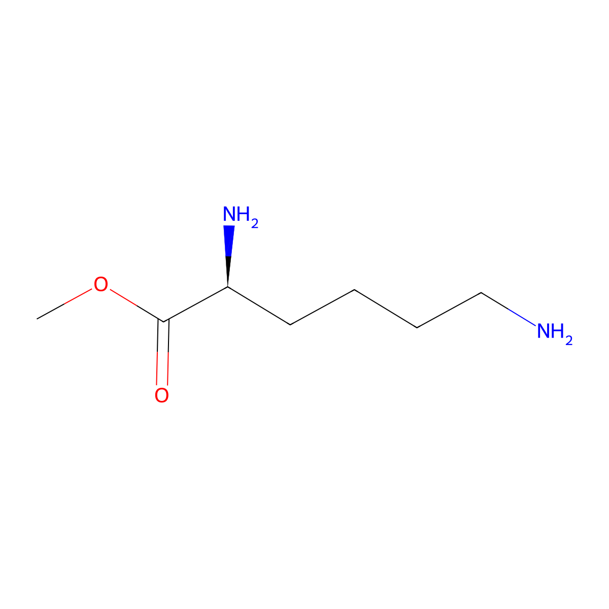 L-Lysine, methyl ester molecular structure, CAS 687-64-9